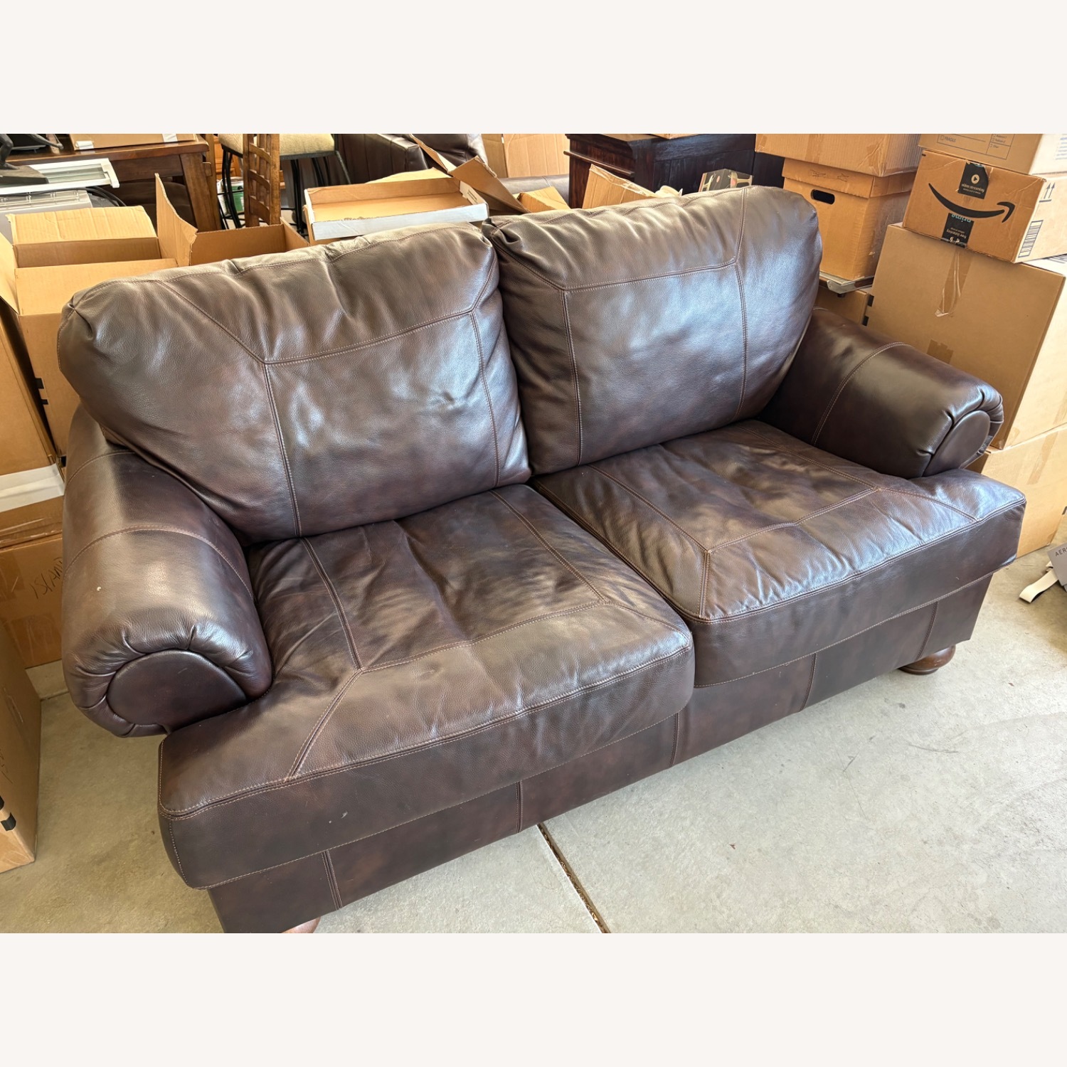 Ashley Axiom Plush Leather Loveseat - image-3