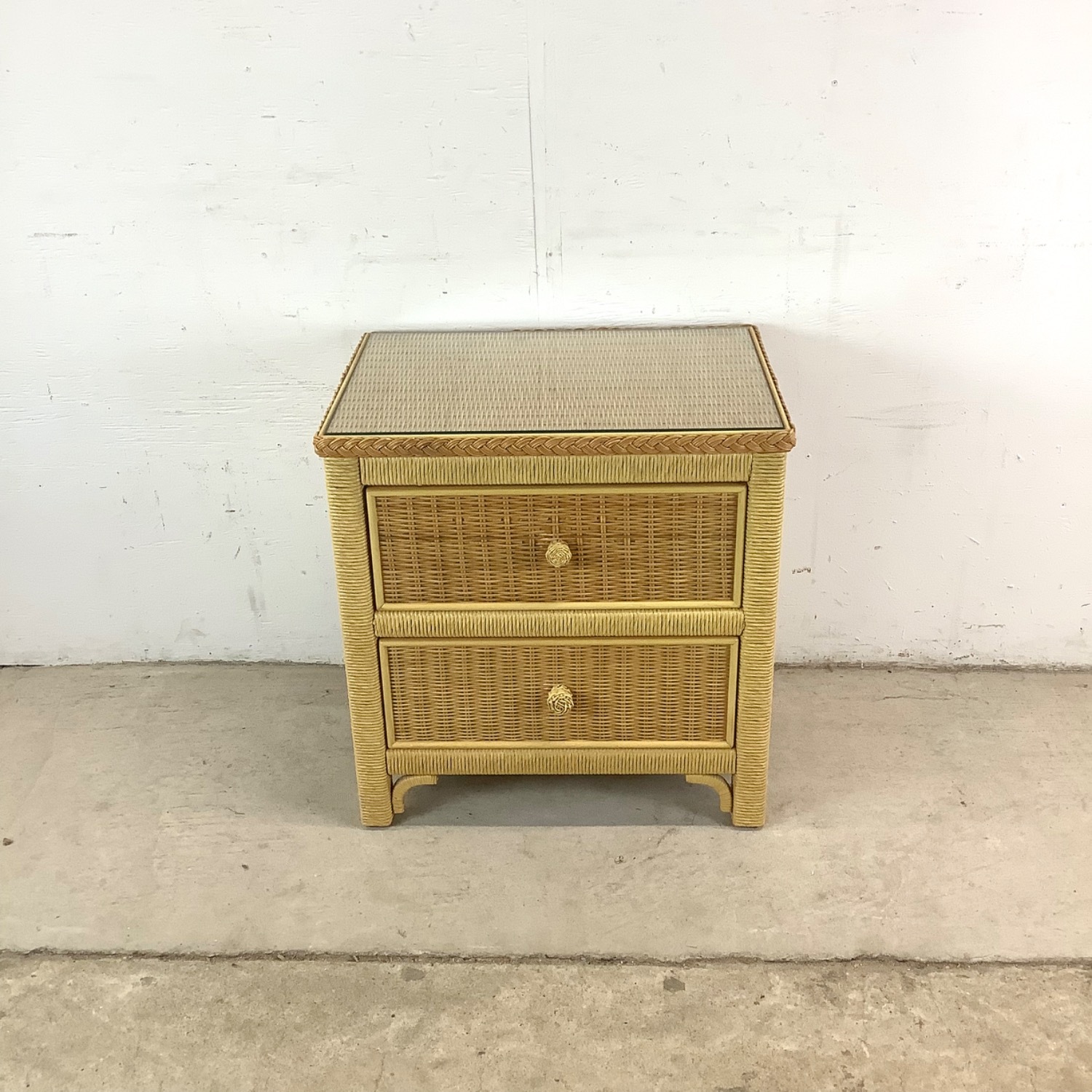 Vintage Henry Link Wicker Nightstand - image-2