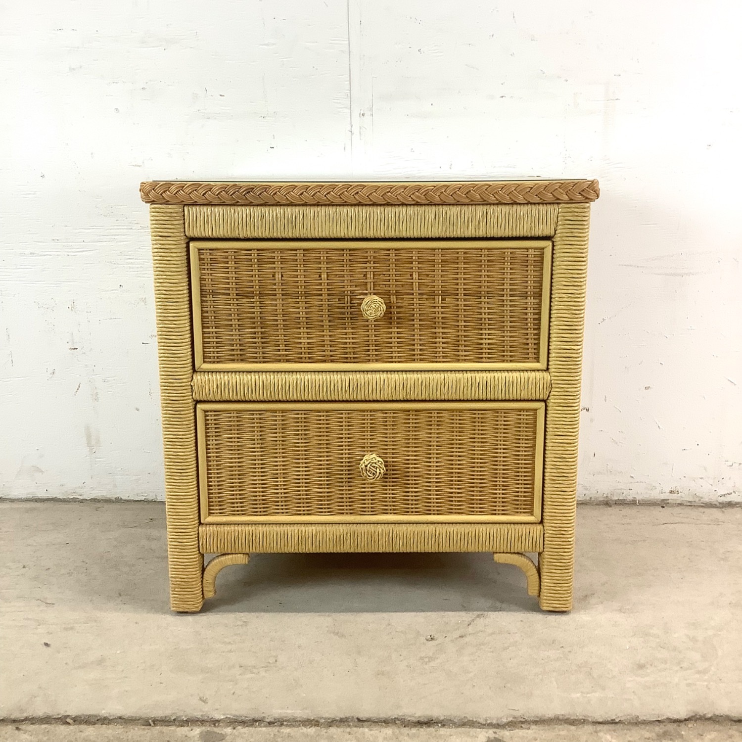 Vintage Henry Link Wicker Nightstand - image-1