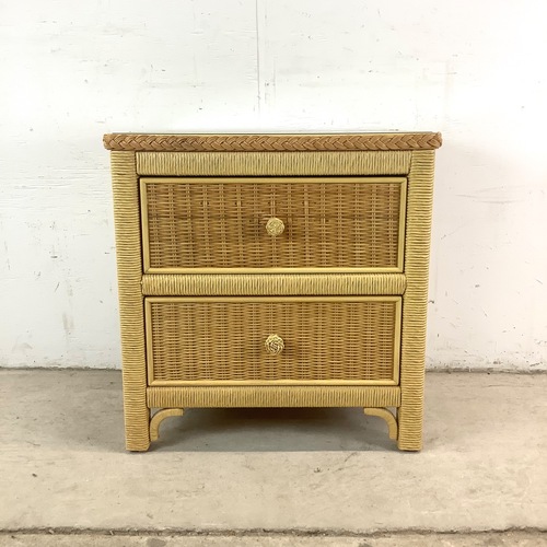 Used Vintage Henry Link Wicker Nightstand for sale on AptDeco