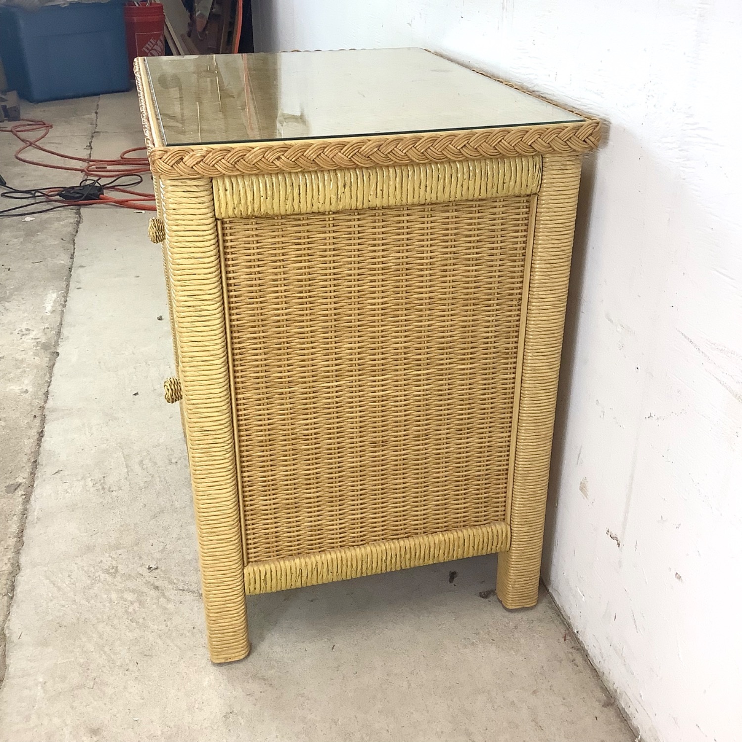 Vintage Henry Link Wicker Nightstand - image-5