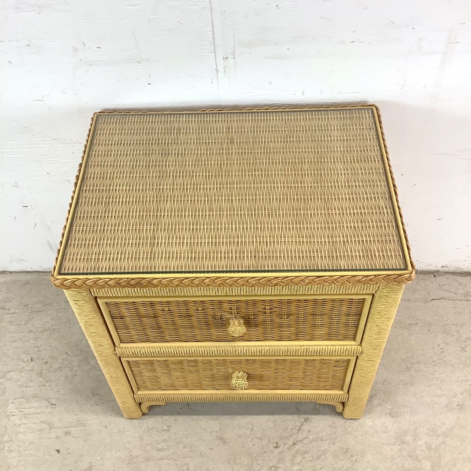 Vintage Henry Link Wicker Nightstand - image-3