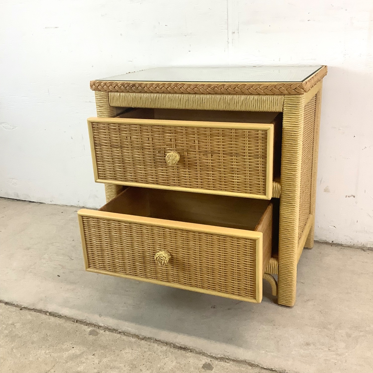 Vintage Henry Link Wicker Nightstand - image-6