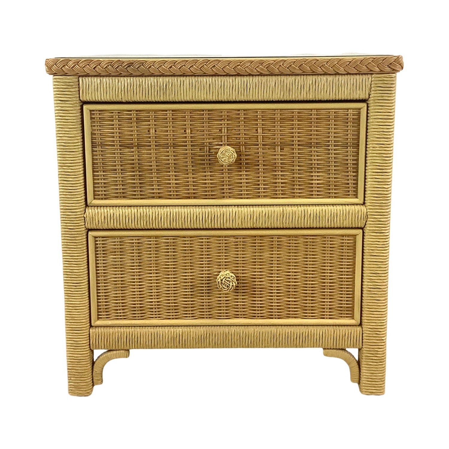 Vintage Henry Link Wicker Nightstand - image-0