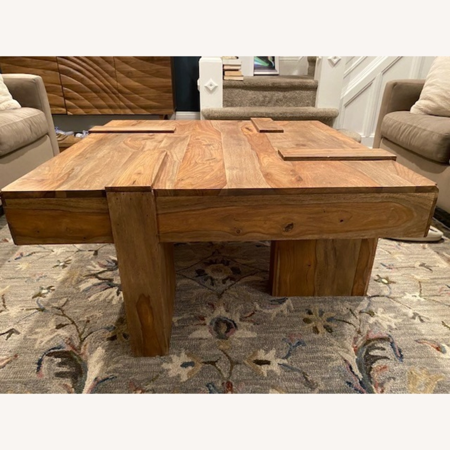 Light Brown Wood Coffee Table - image-4