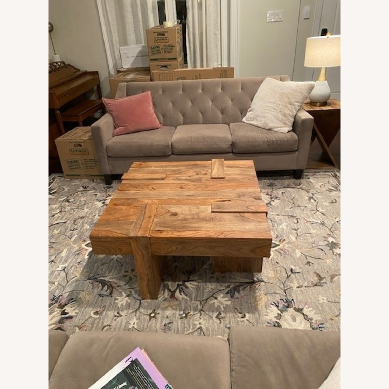 Light Brown Wood Coffee Table - image-1