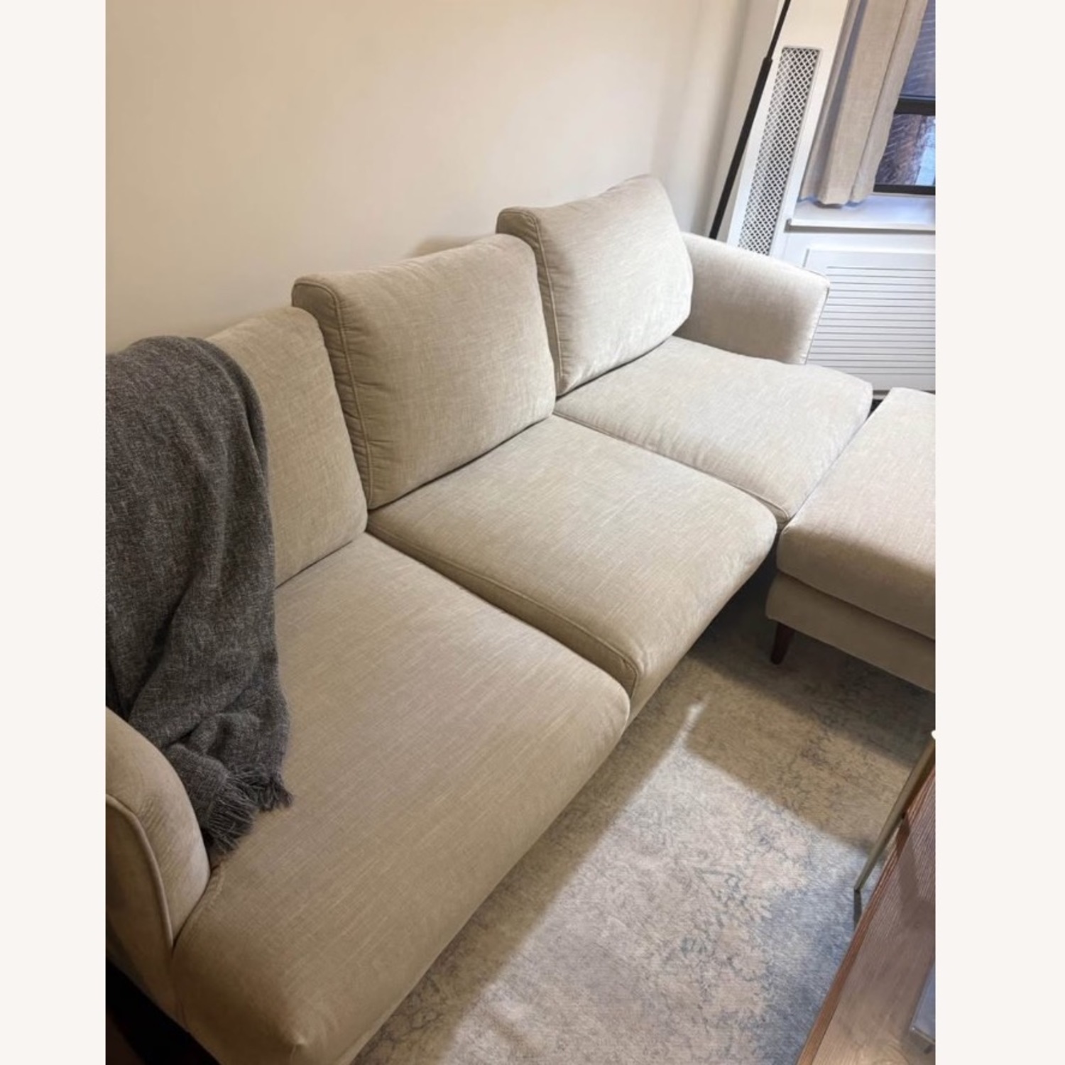 Living Spaces White Fabric 2 Seater Sofa - image-1