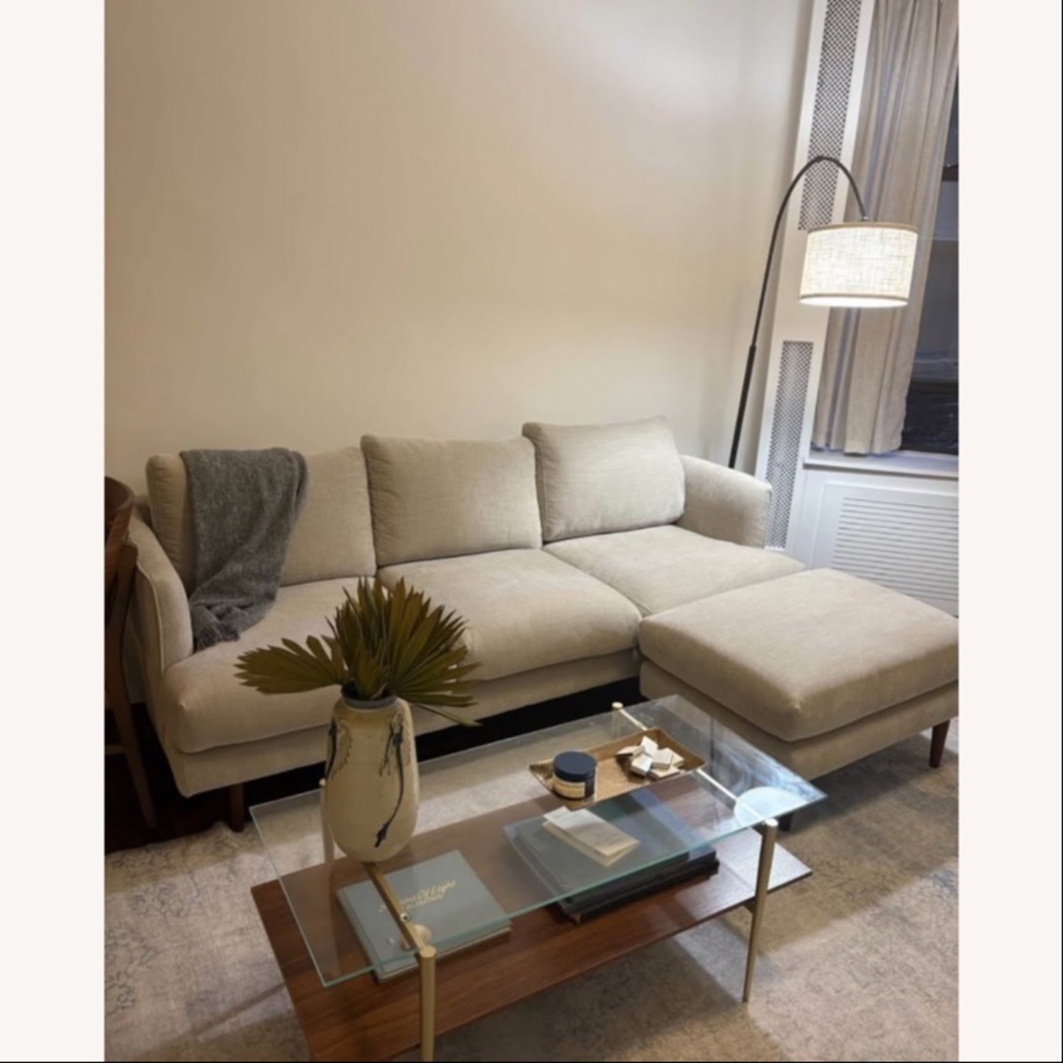 Living Spaces White Fabric 2 Seater Sofa - image-3