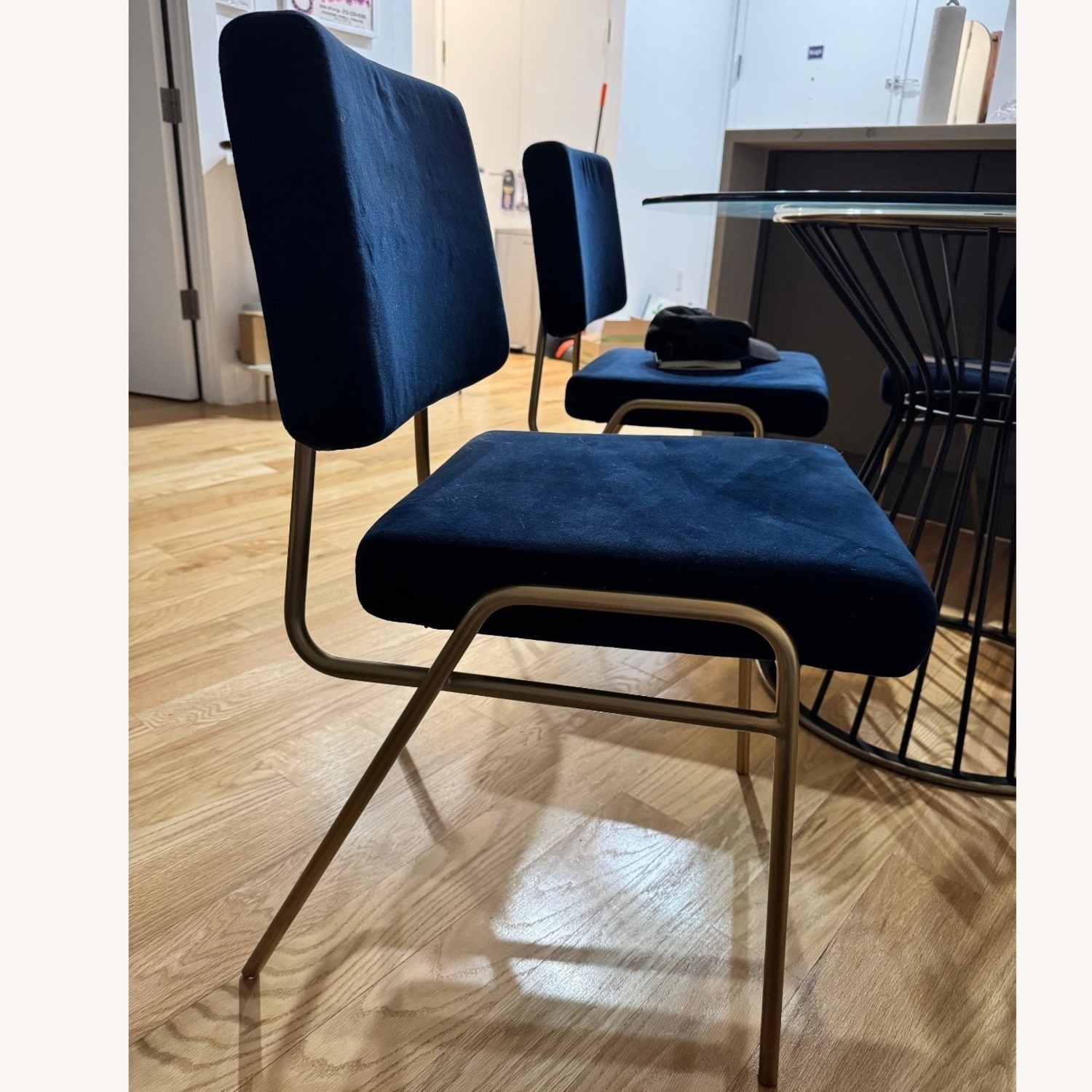 West Elm Blue Velvet Dining Chairs - image-1