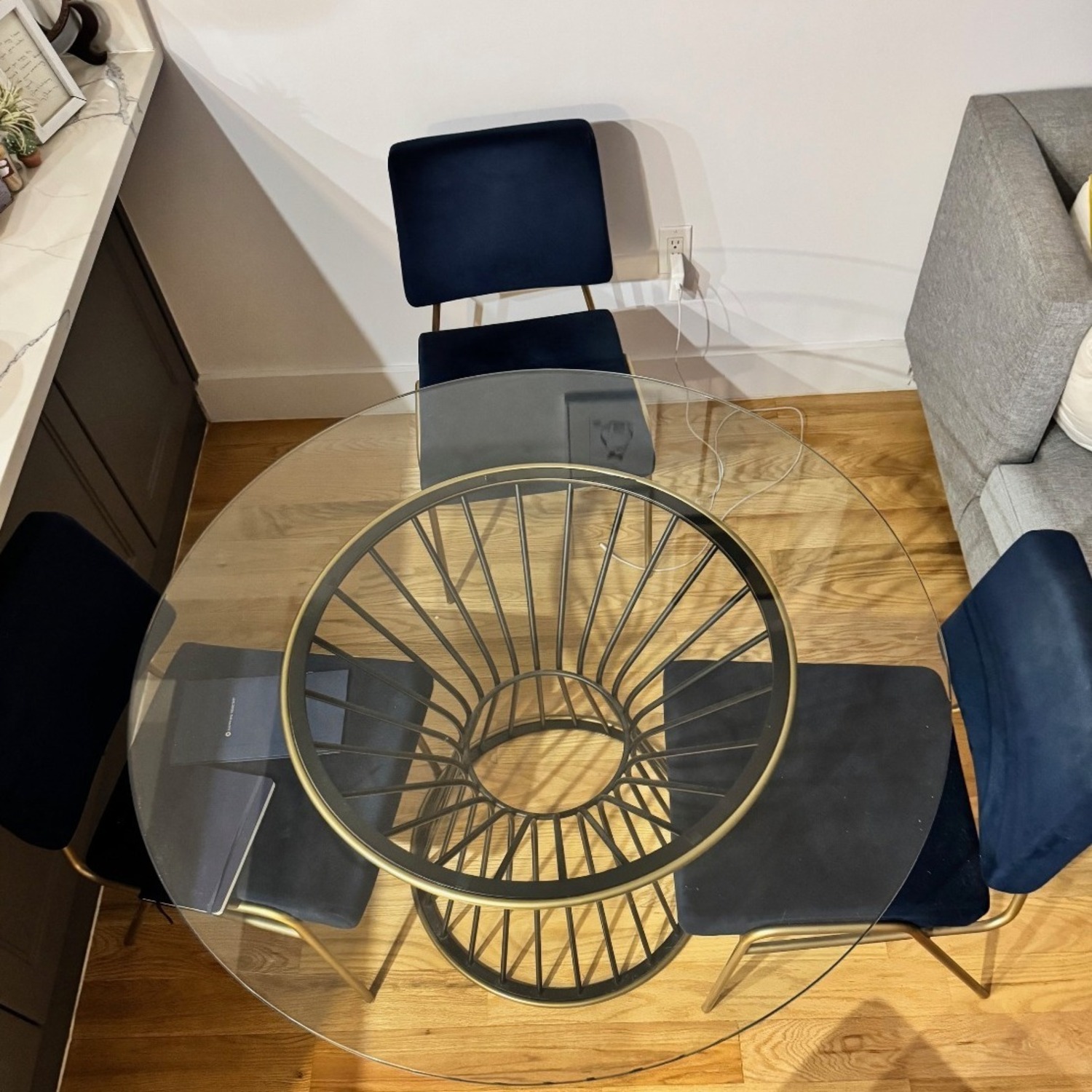 West Elm Blue Velvet Dining Chairs - image-2