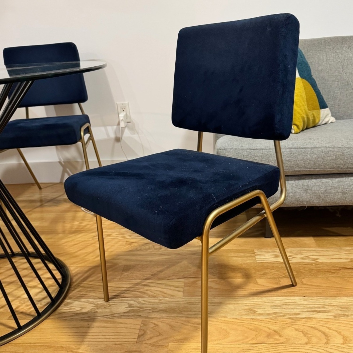 West Elm Blue Velvet Dining Chairs - image-3