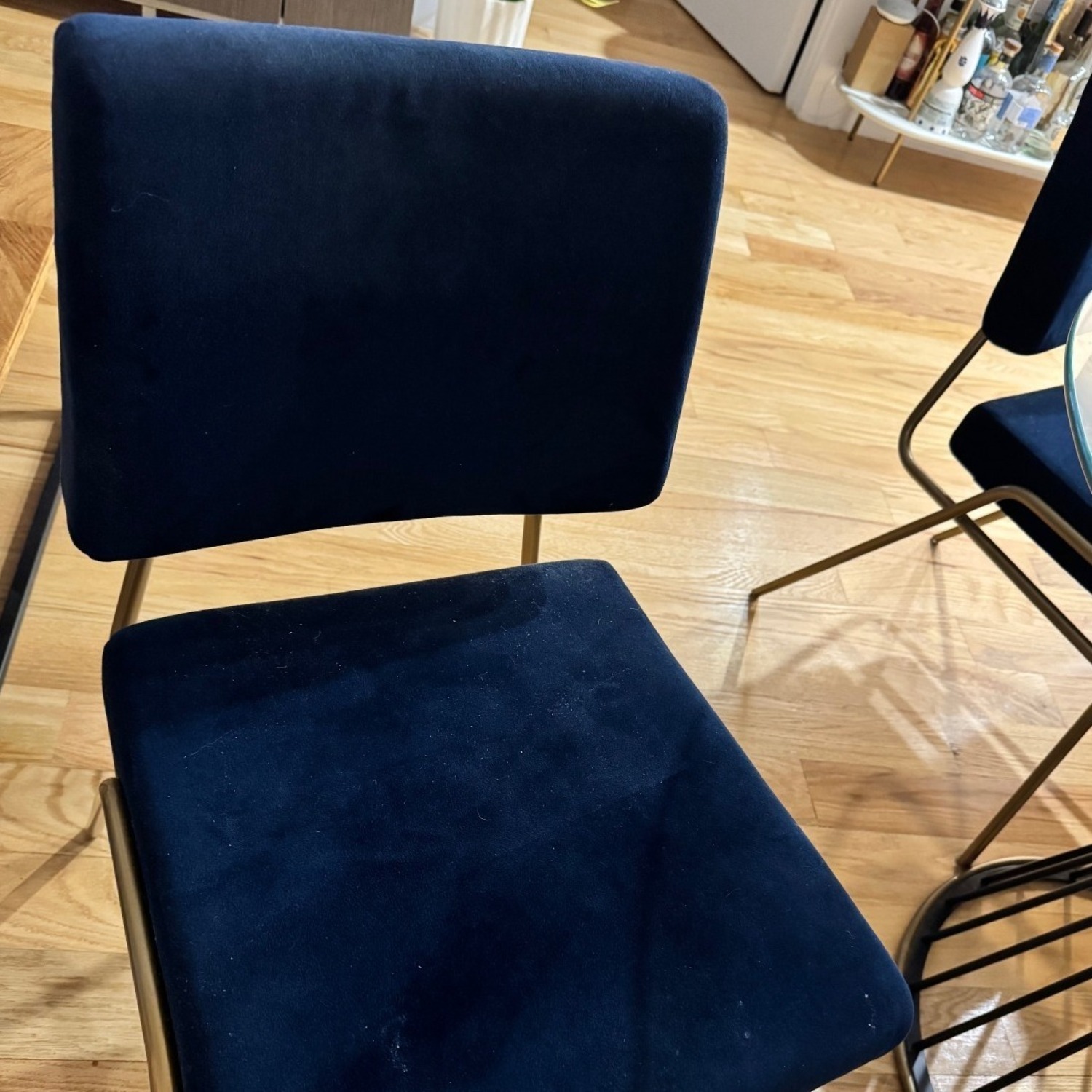 West Elm Blue Velvet Dining Chairs - image-4