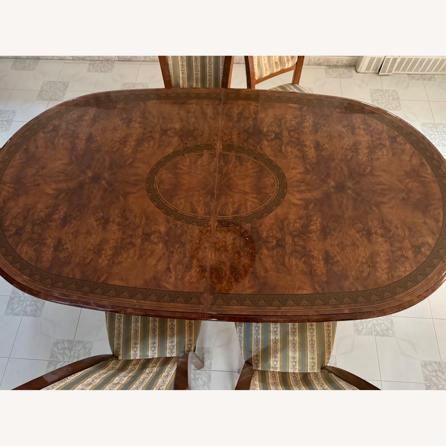  Burl Wood Oval Dining Table with 6 Chairs  - image-2