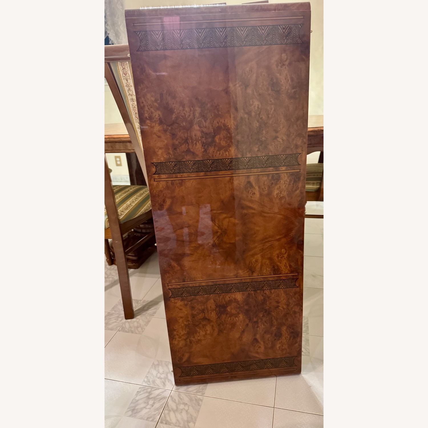  Burl Wood Oval Dining Table with 6 Chairs  - image-5