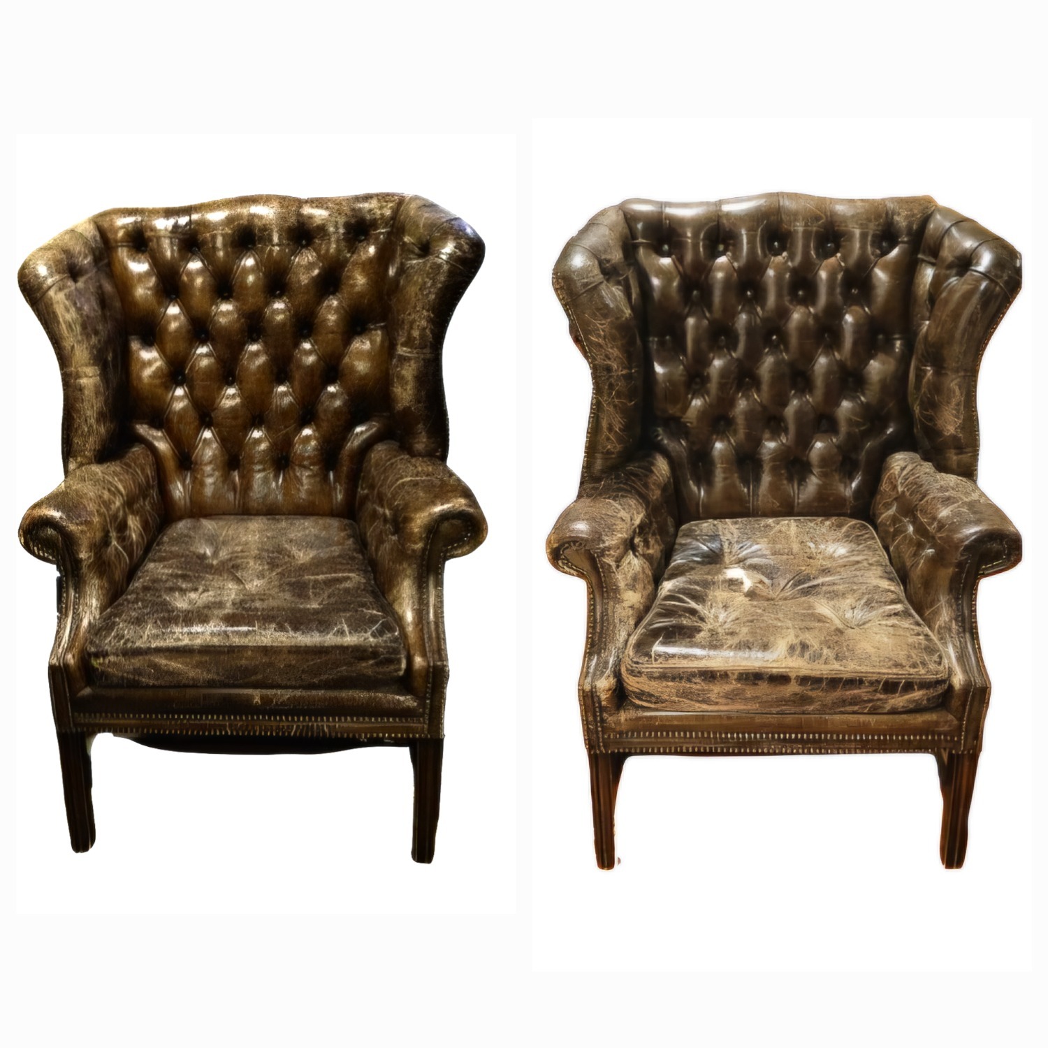 Restoration Hardware Brown Leather Armchairs - 2 - image-1
