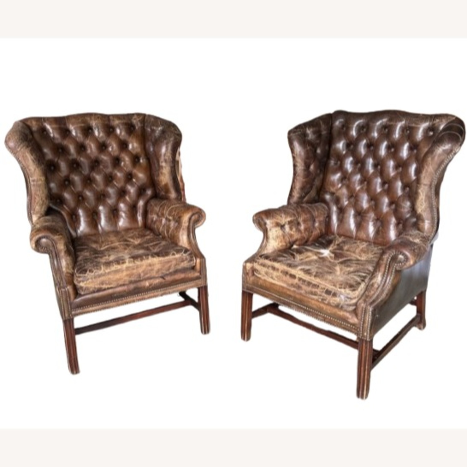 Restoration Hardware Brown Leather Armchairs - 2 - image-4