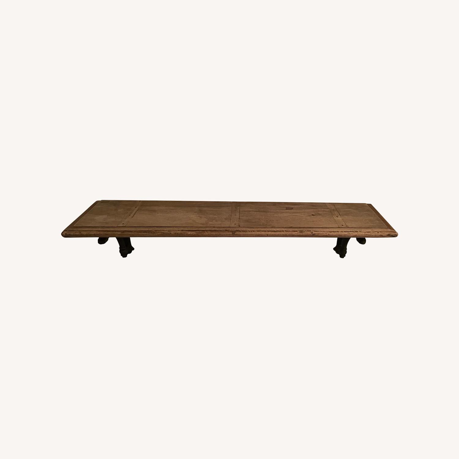 RH Arc Bracket Dark Brown Wood Wall Shelf - image-0