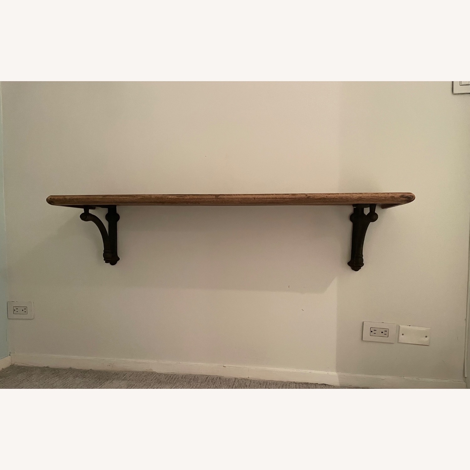 RH Arc Bracket Dark Brown Wood Wall Shelf - image-5