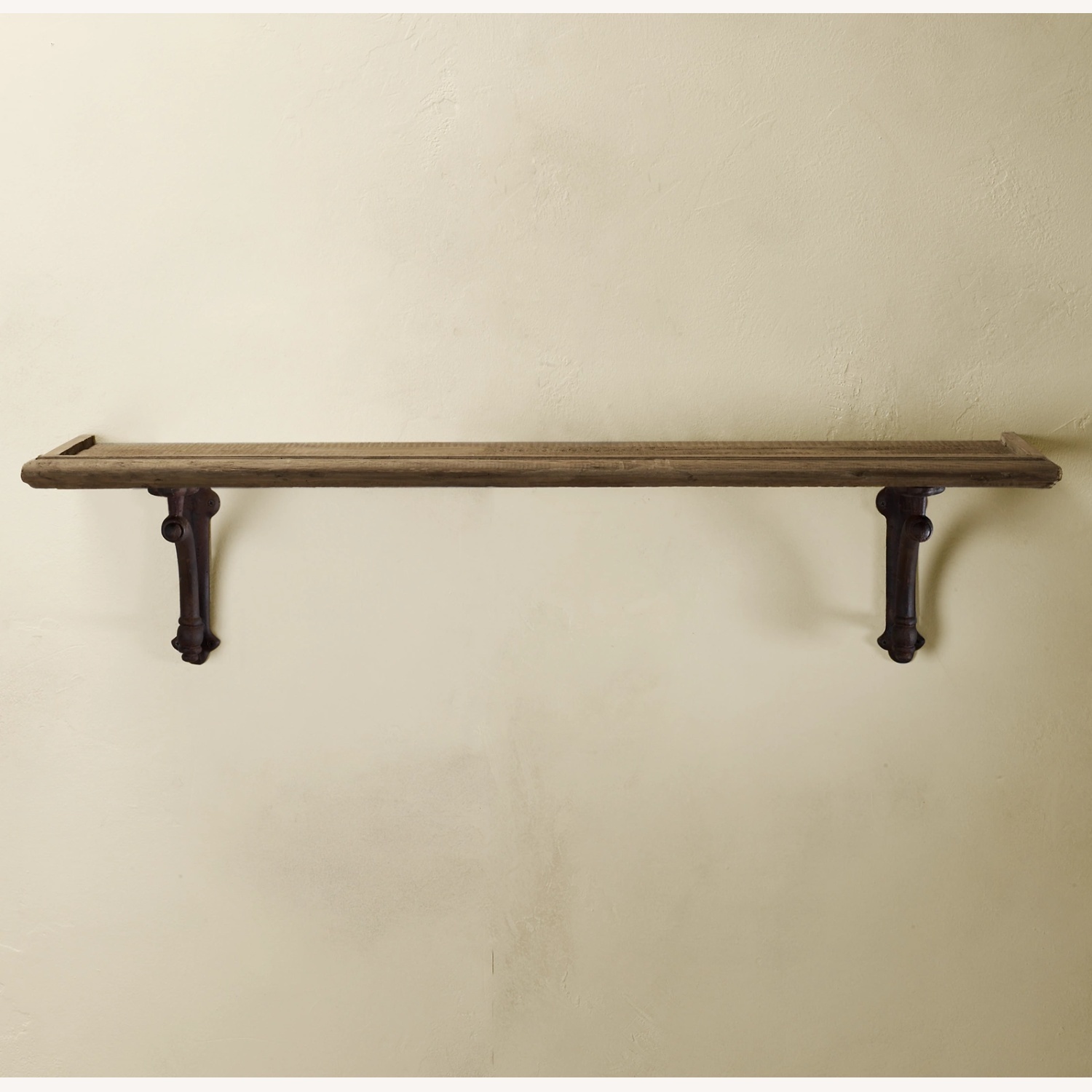 RH Arc Bracket Dark Brown Wood Wall Shelf - image-7