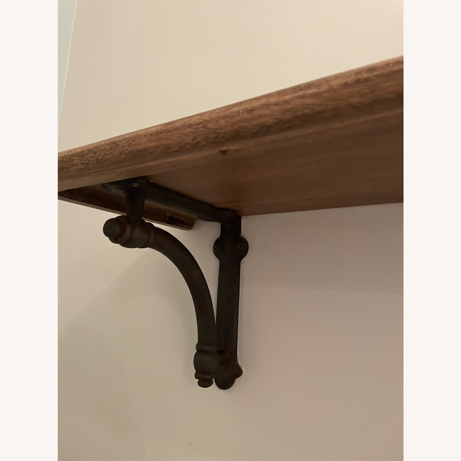 RH Arc Bracket Dark Brown Wood Wall Shelf - image-6