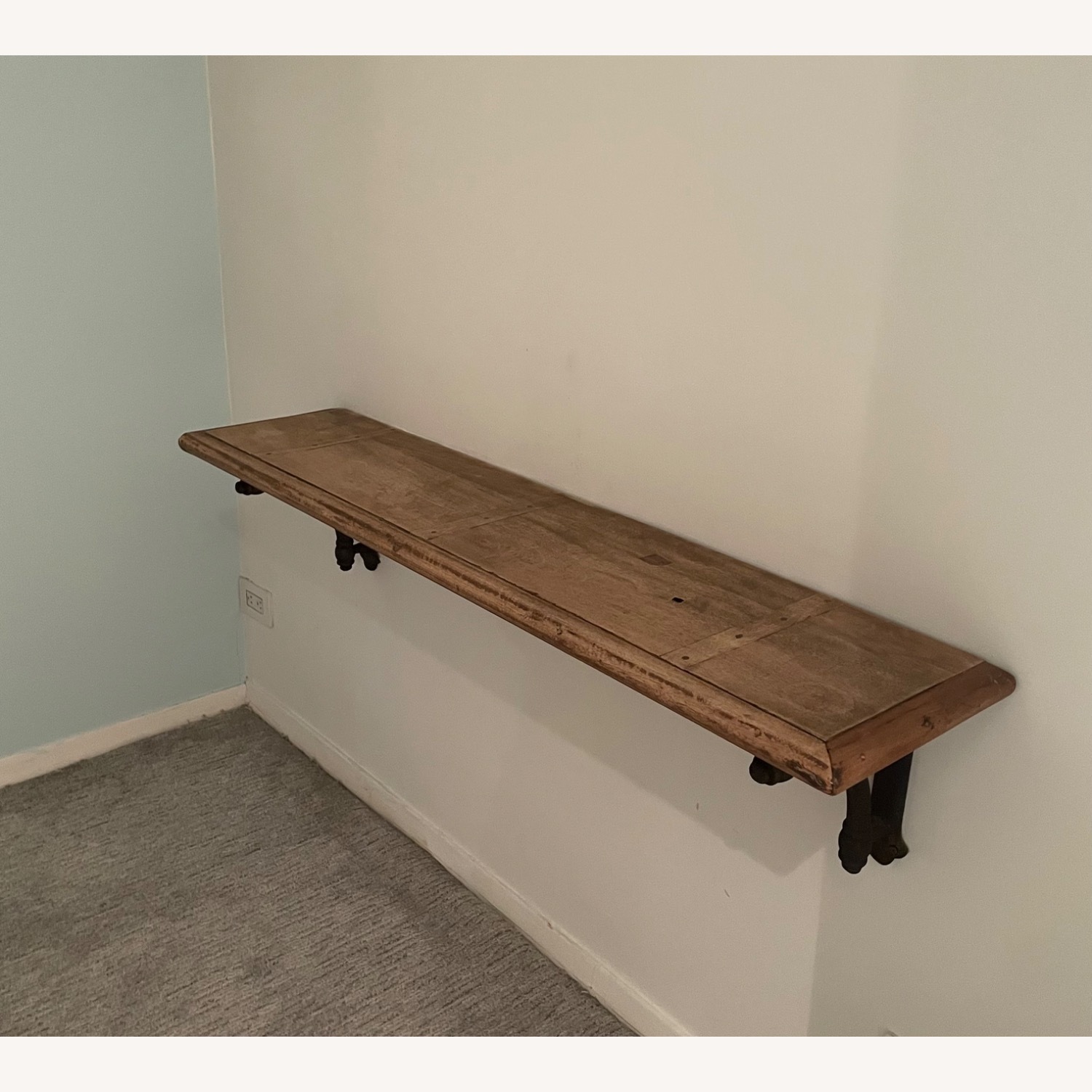 RH Arc Bracket Dark Brown Wood Wall Shelf - image-2