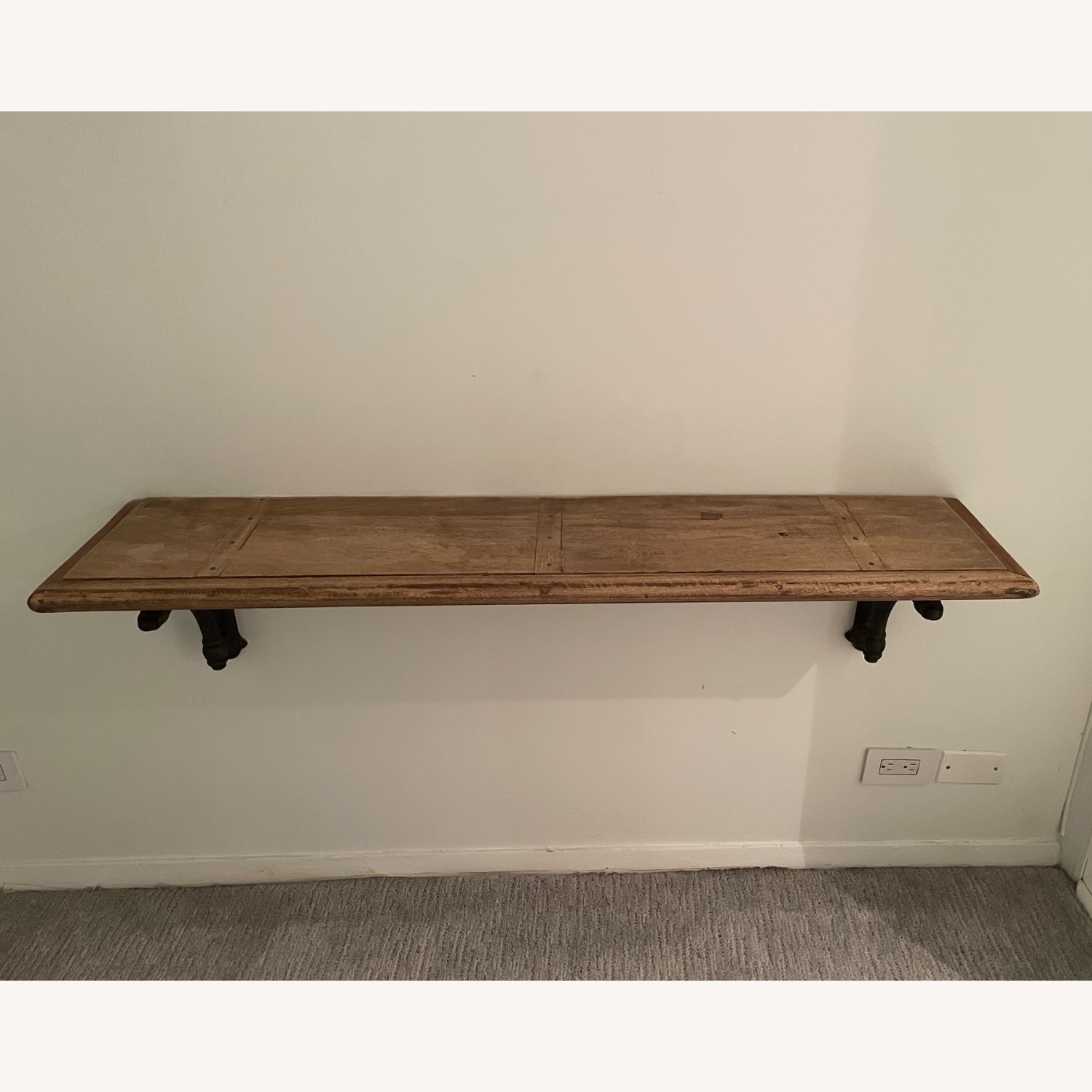 RH Arc Bracket Dark Brown Wood Wall Shelf - image-1