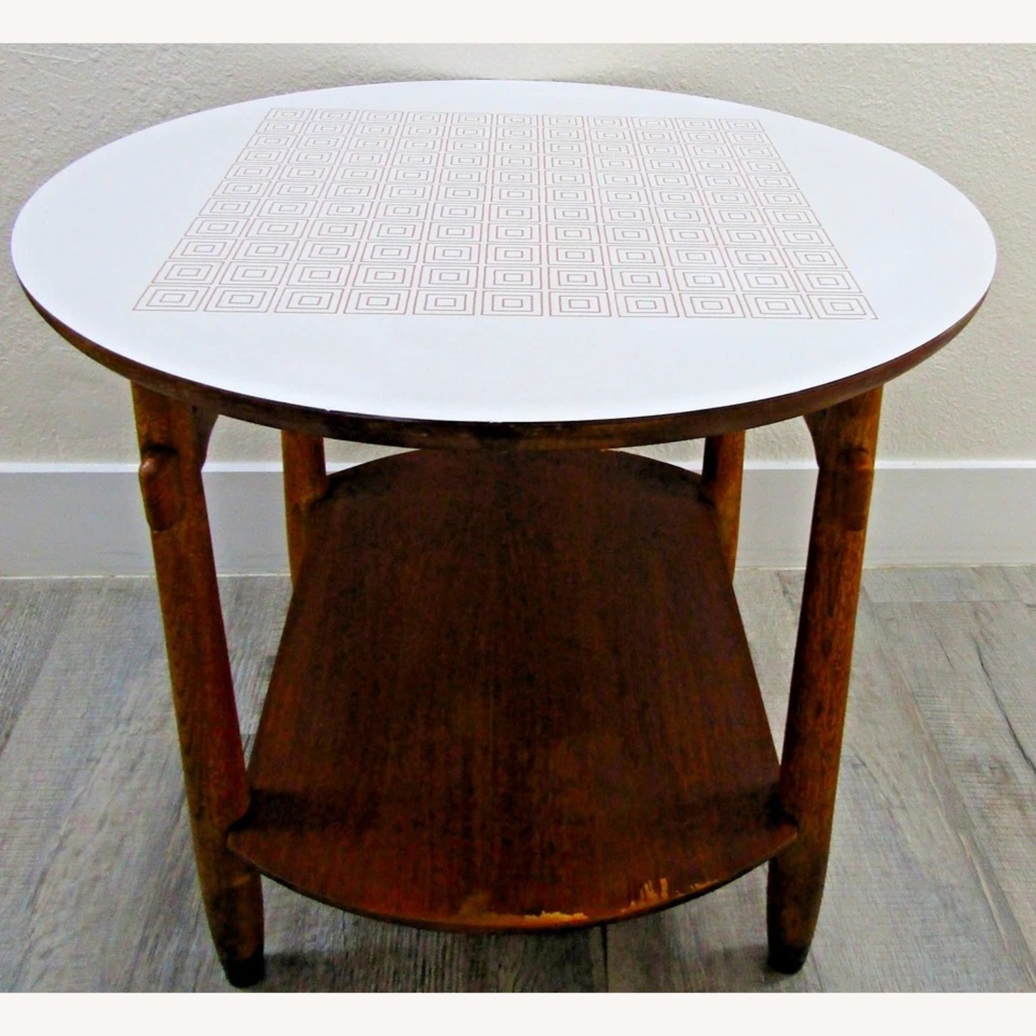 Vintage Lane Round Two Tier Greek Key Side Table - image-6