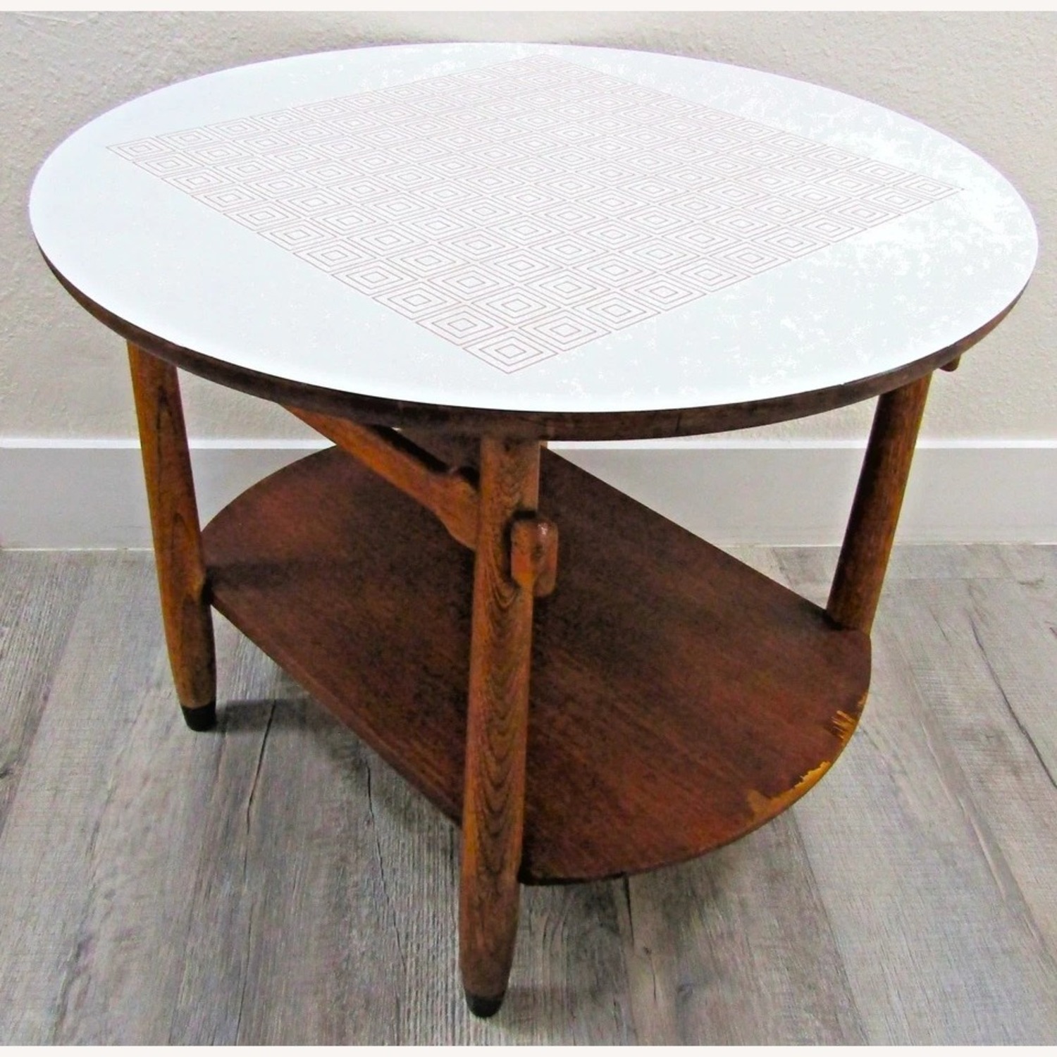 Vintage Lane Round Two Tier Greek Key Side Table - image-10