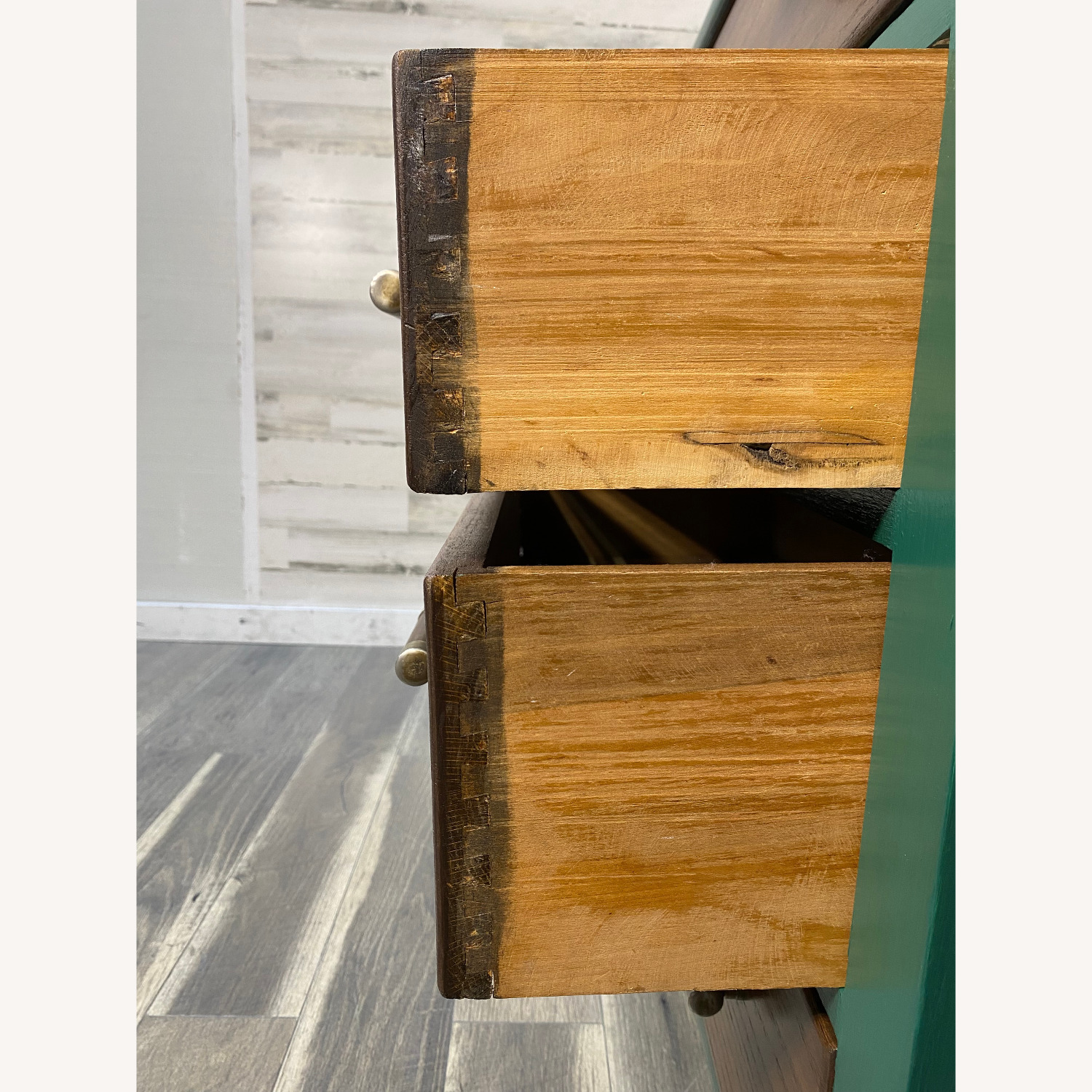 Refinished 1920s Antique Dresser Green & Walnut - image-9