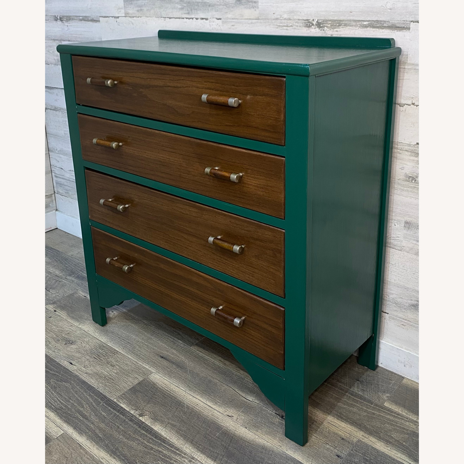Refinished 1920s Antique Dresser Green & Walnut - image-5
