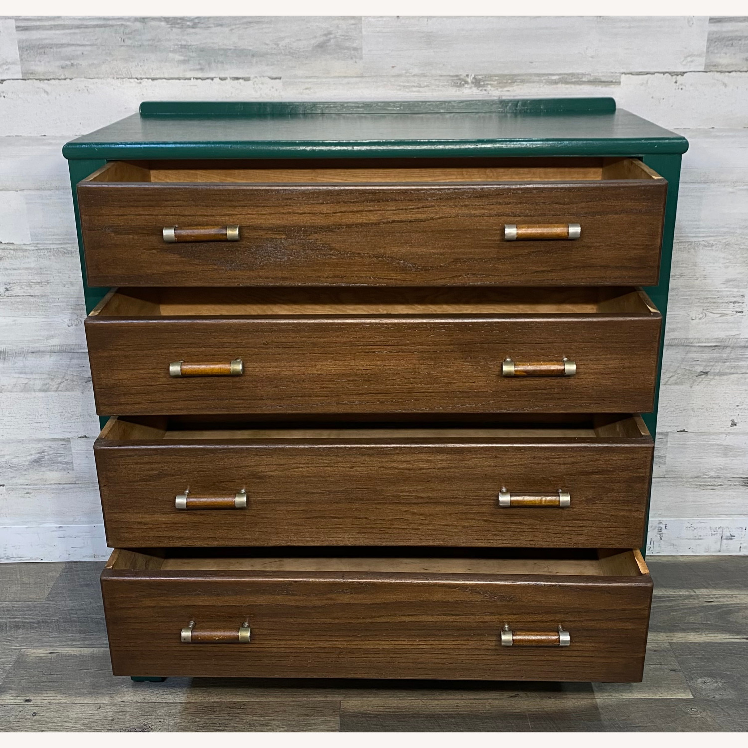 Refinished 1920s Antique Dresser Green & Walnut - image-6