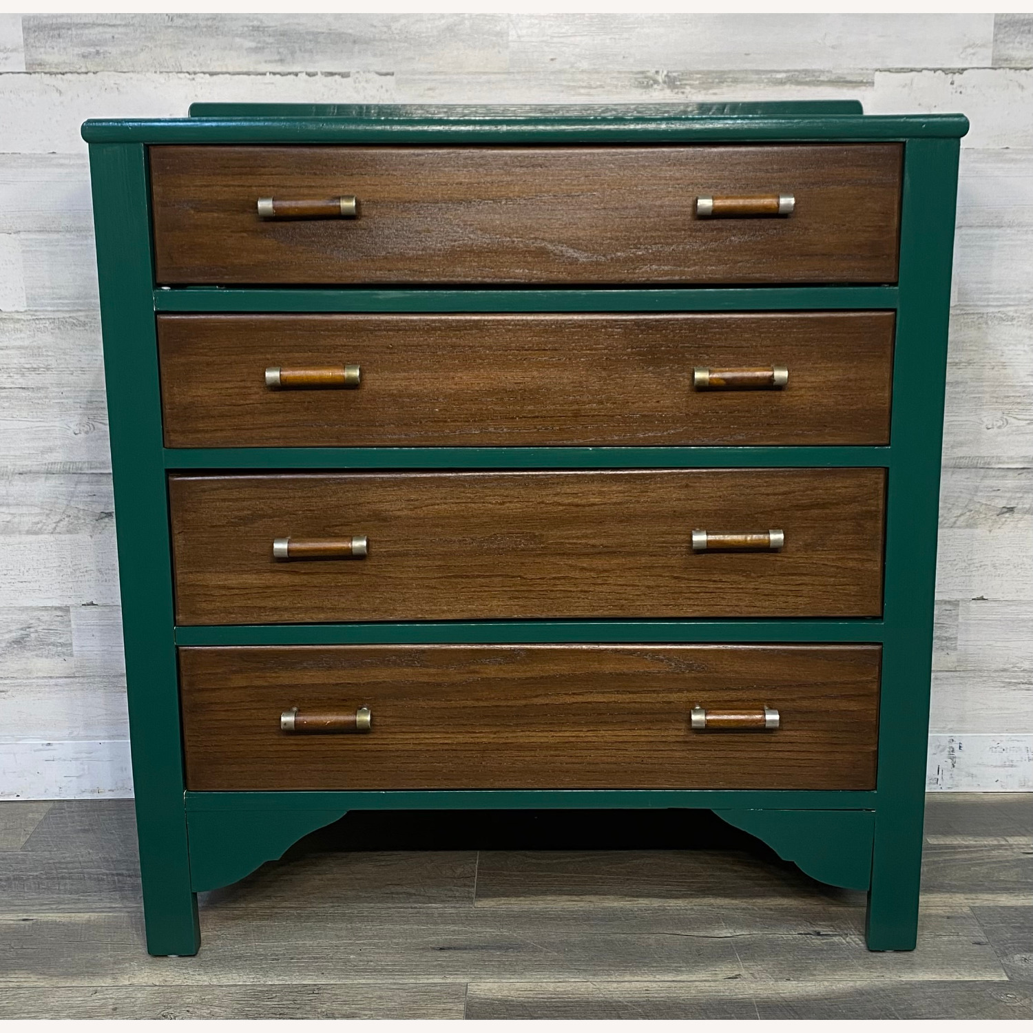 Refinished 1920s Antique Dresser Green & Walnut - image-1