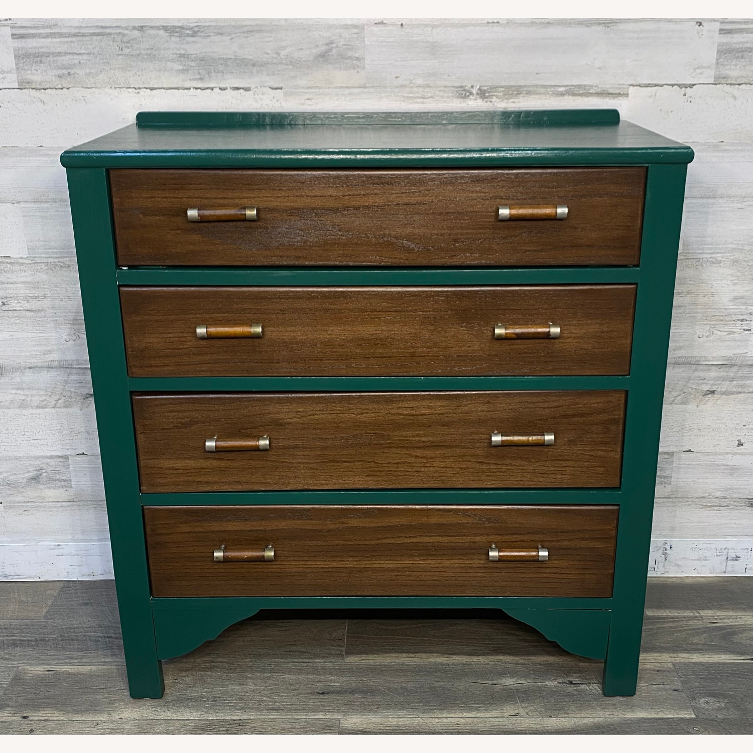 Refinished 1920s Antique Dresser Green & Walnut - image-8