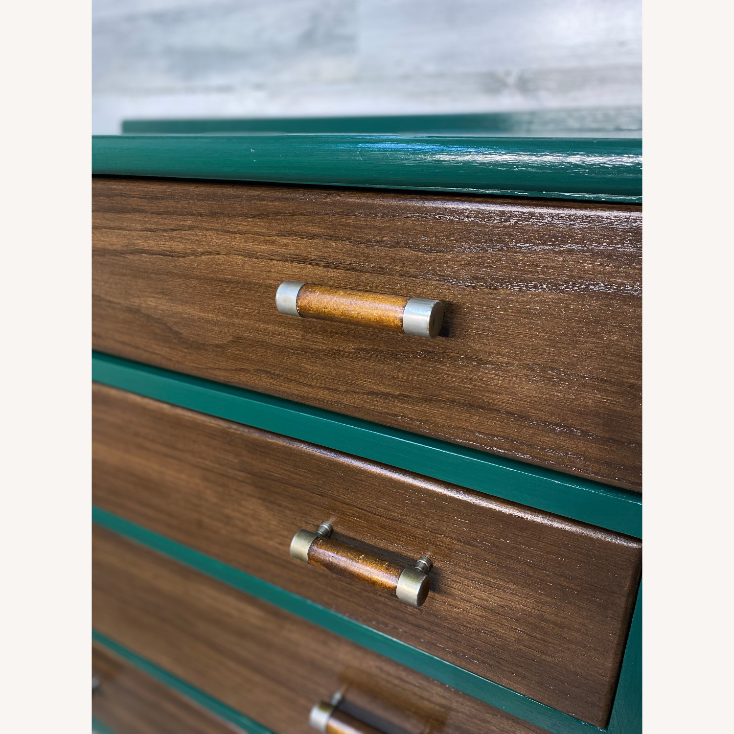 Refinished 1920s Antique Dresser Green & Walnut - image-7