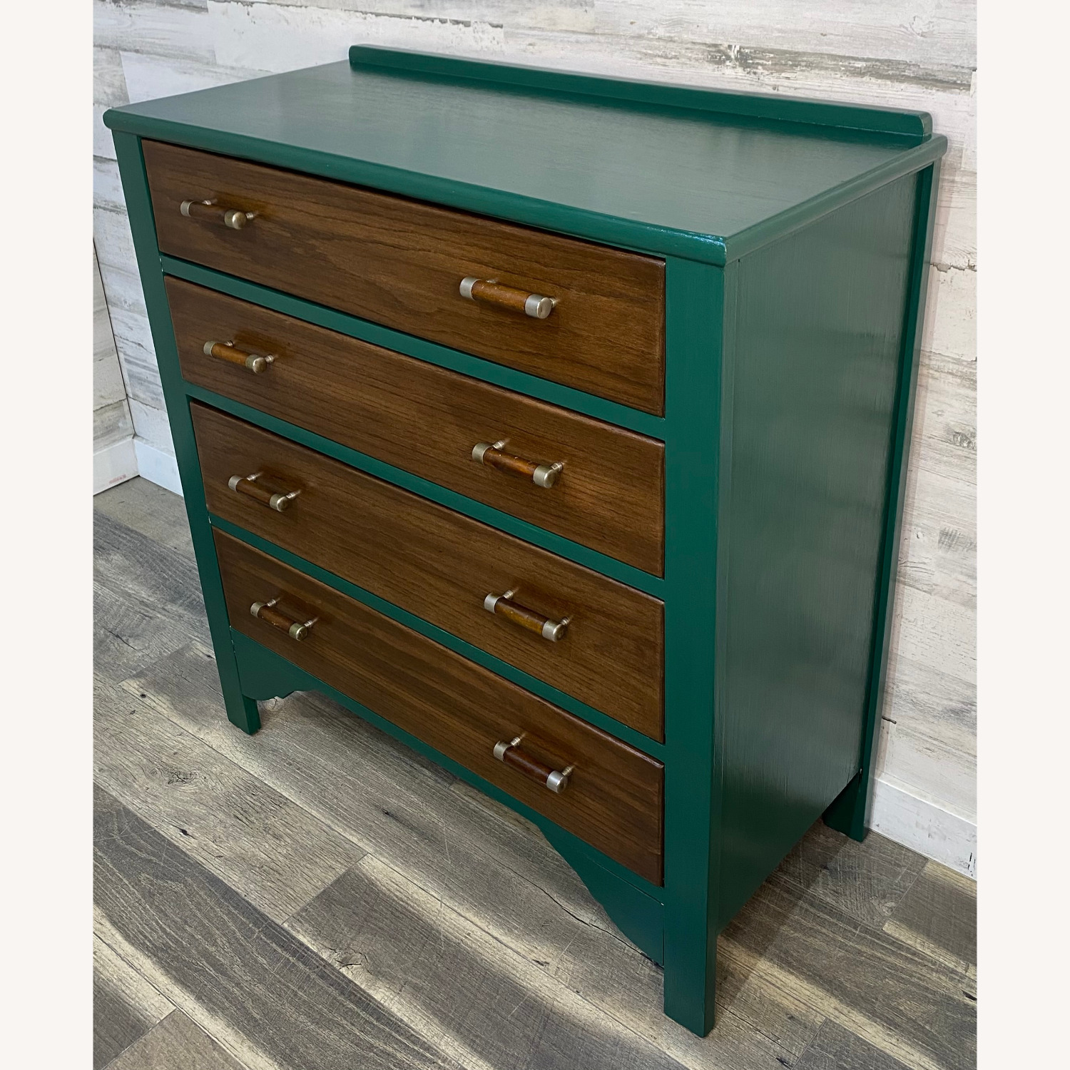 Refinished 1920s Antique Dresser Green & Walnut - image-3