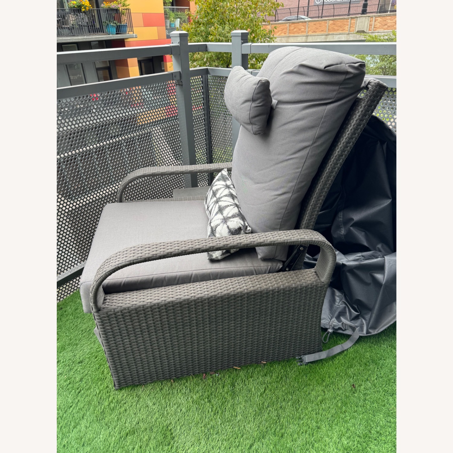 Outdoor Balcony Recliner Chair Dark Gray - image-2