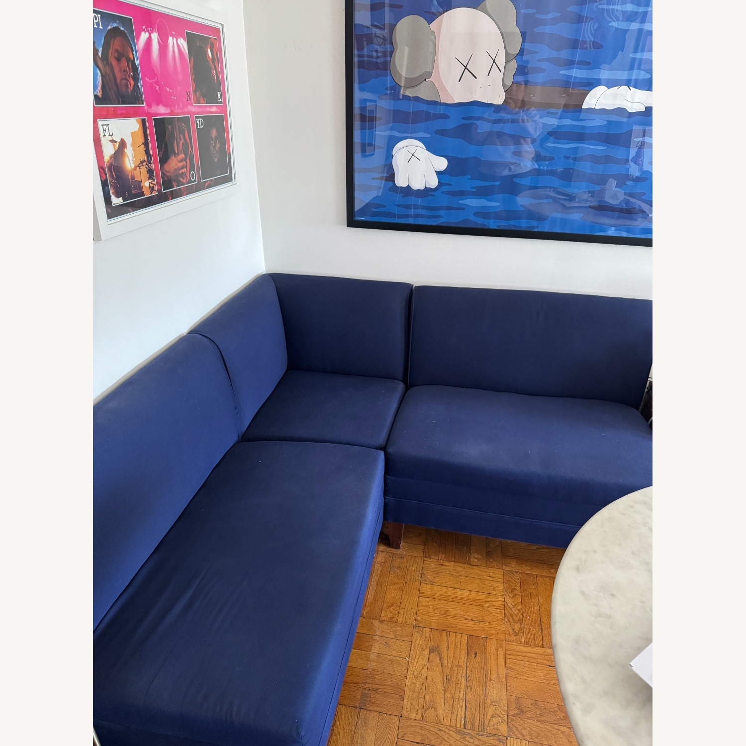 Ballard Designs Bristol Blue Fabric Bench - image-2