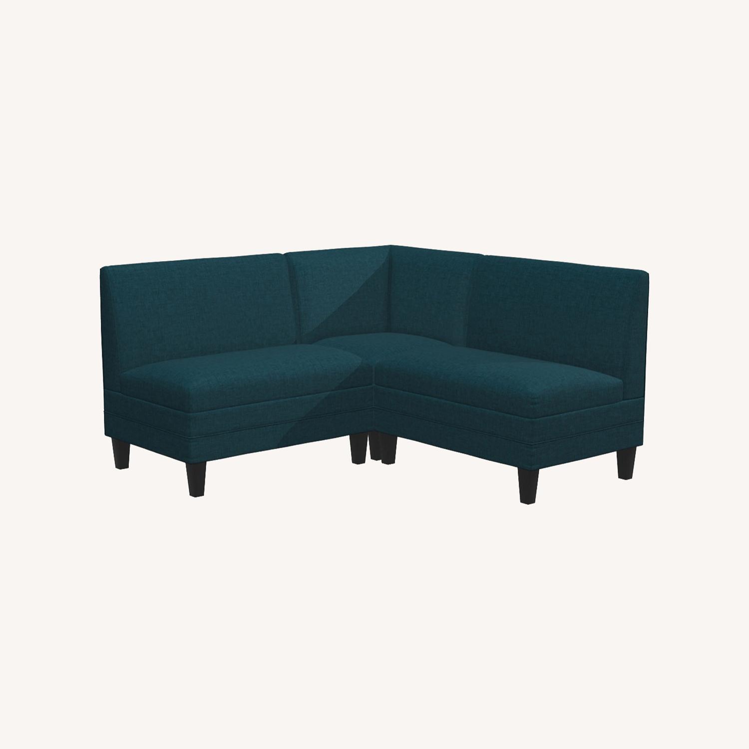 Ballard Designs Bristol Blue Fabric Bench - image-0