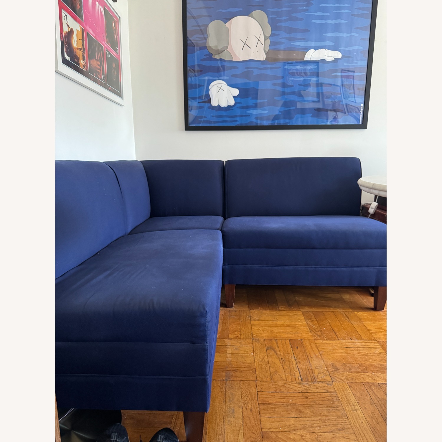 Ballard Designs Bristol Blue Fabric Bench - image-1