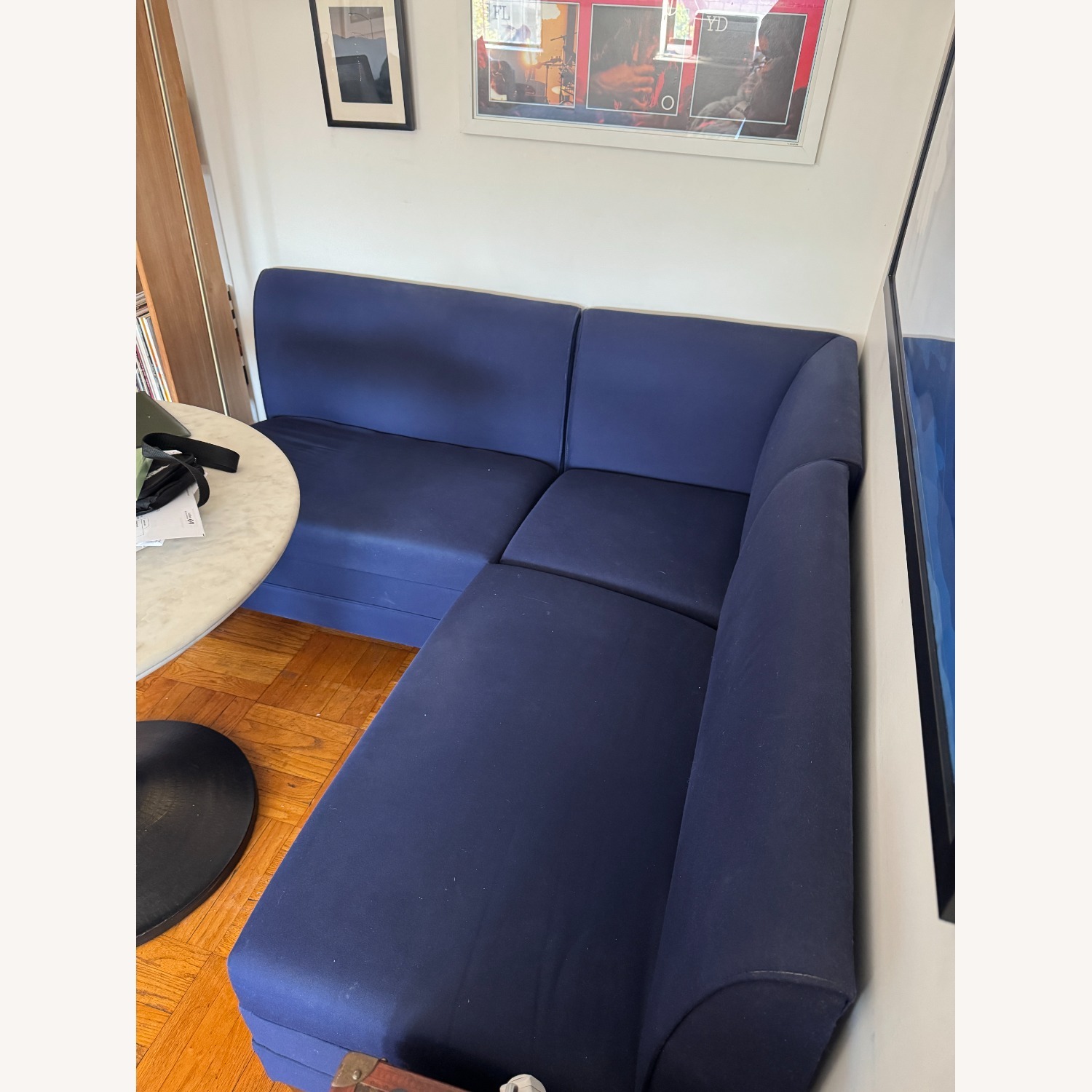 Ballard Designs Bristol Blue Fabric Bench - image-3