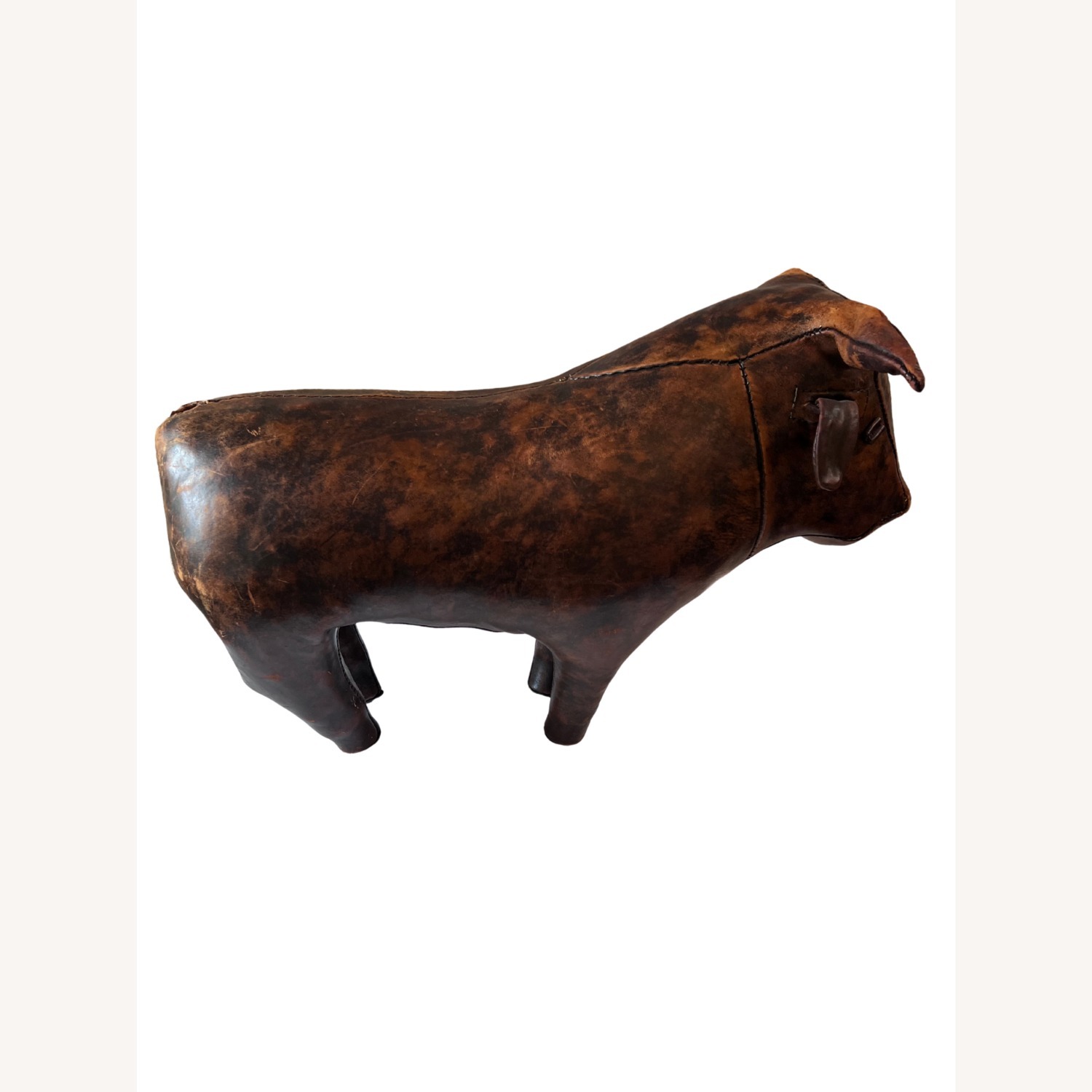 Vintage Leather Bull Footstool by Dimitri Omersa - image-4