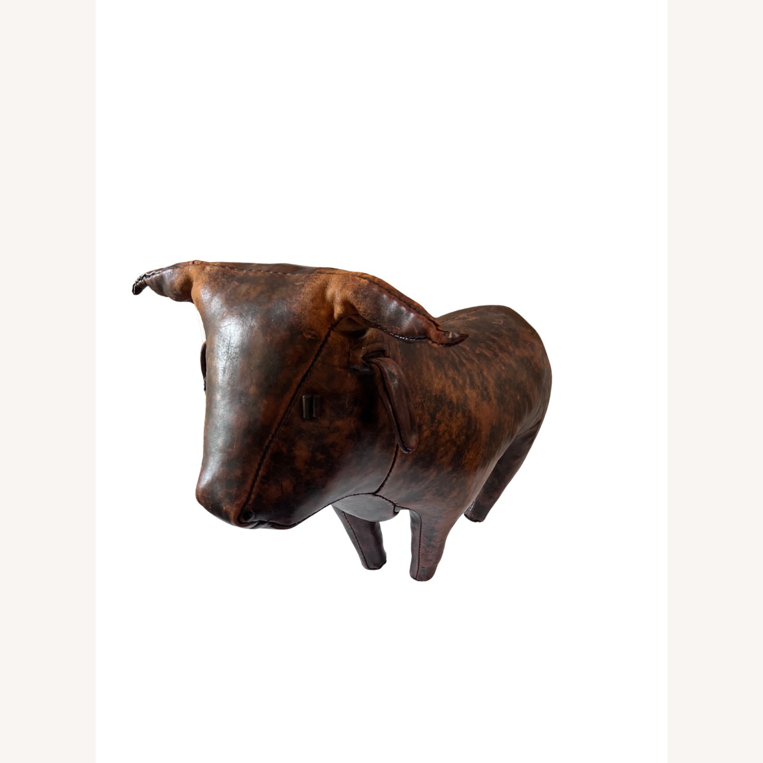 Vintage Leather Bull Footstool by Dimitri Omersa - image-2
