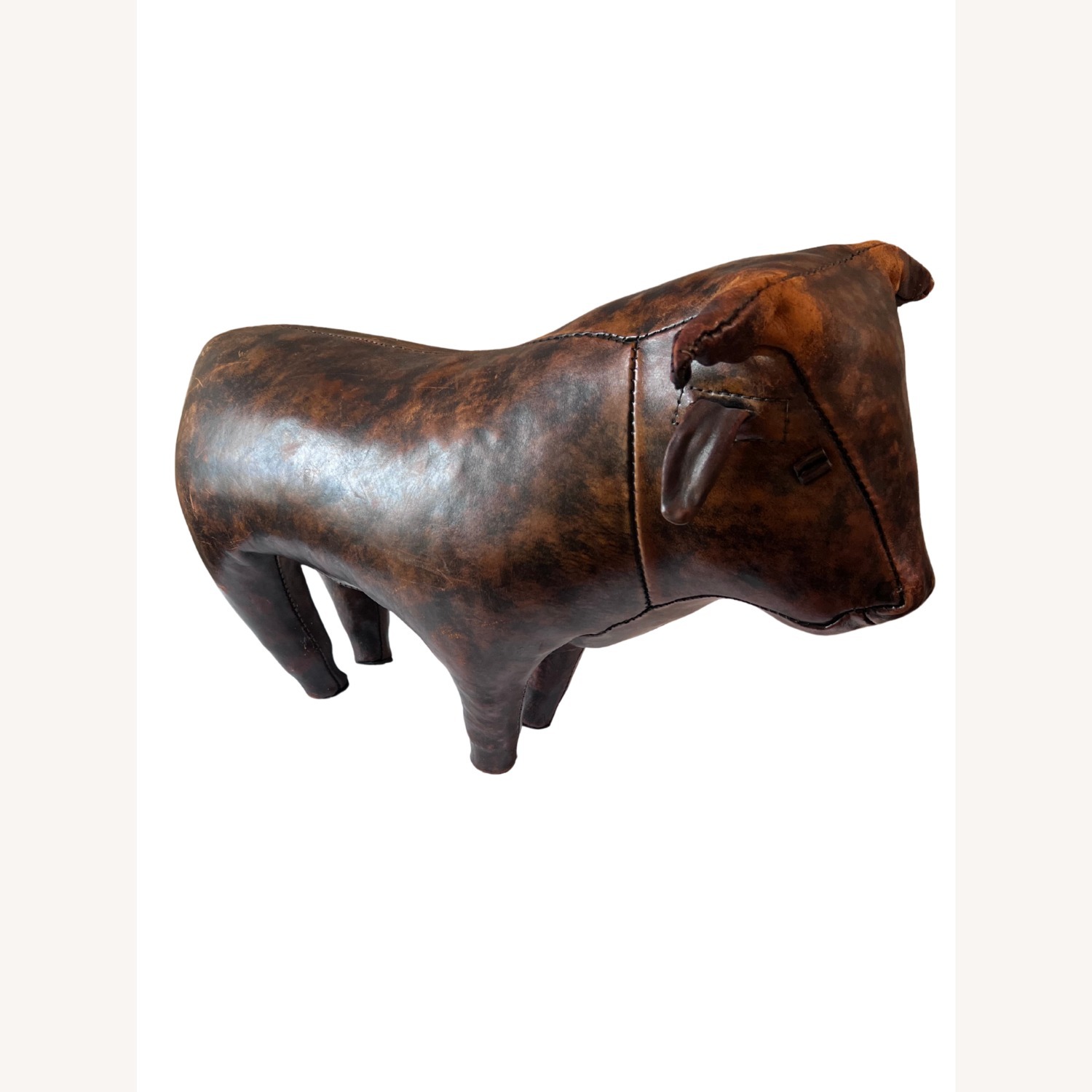 Vintage Leather Bull Footstool by Dimitri Omersa - image-3