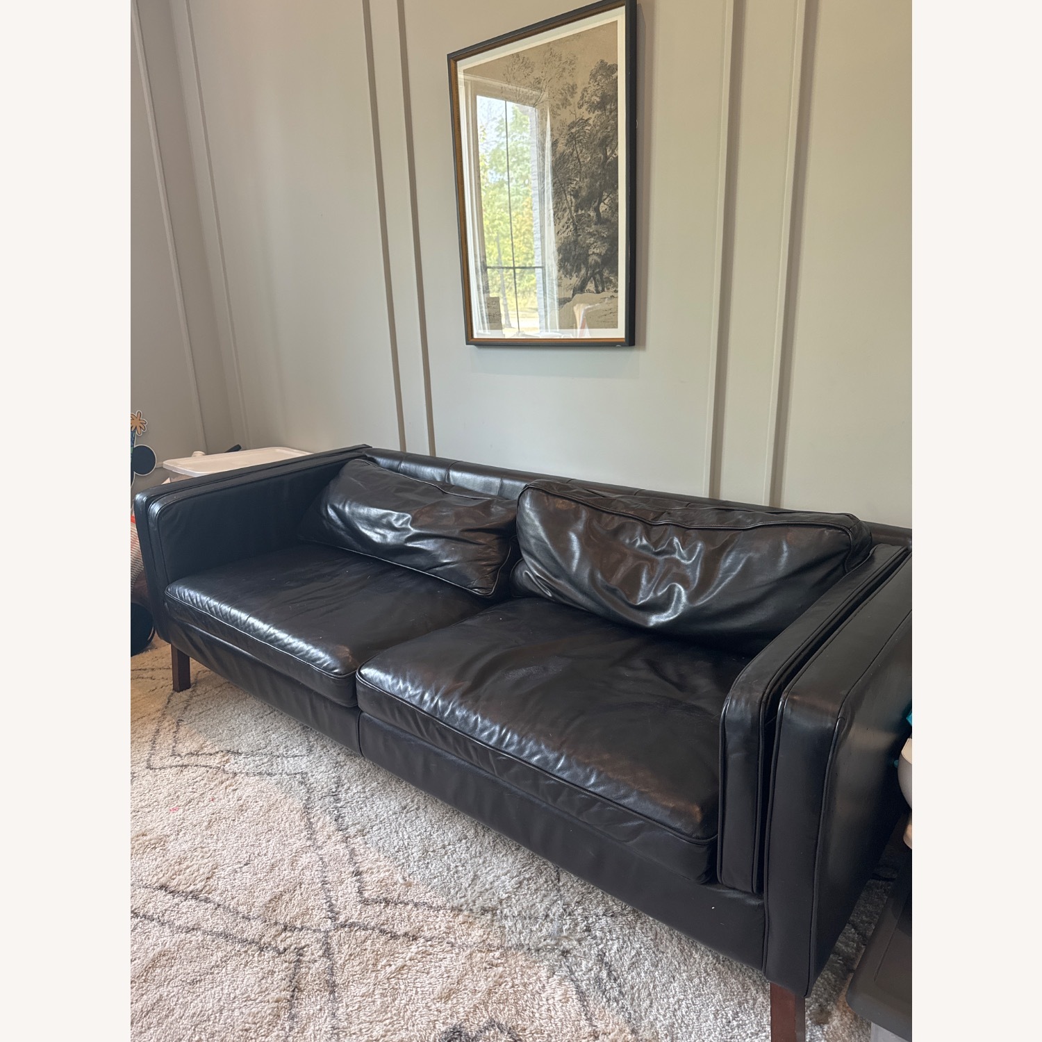 Pottery Barn Jake Vintage Black Leather Sofa - image-2