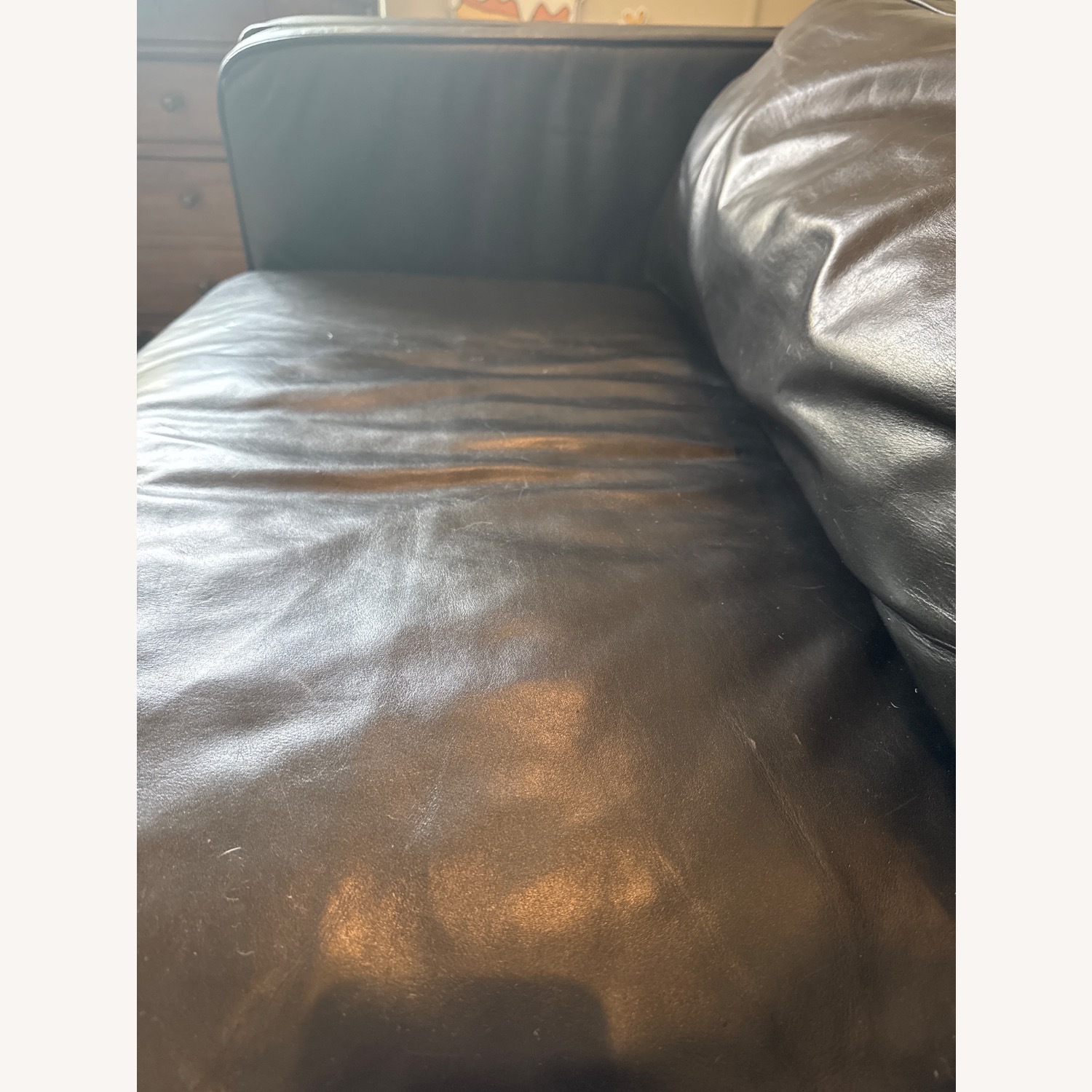 Pottery Barn Jake Vintage Black Leather Sofa - image-3