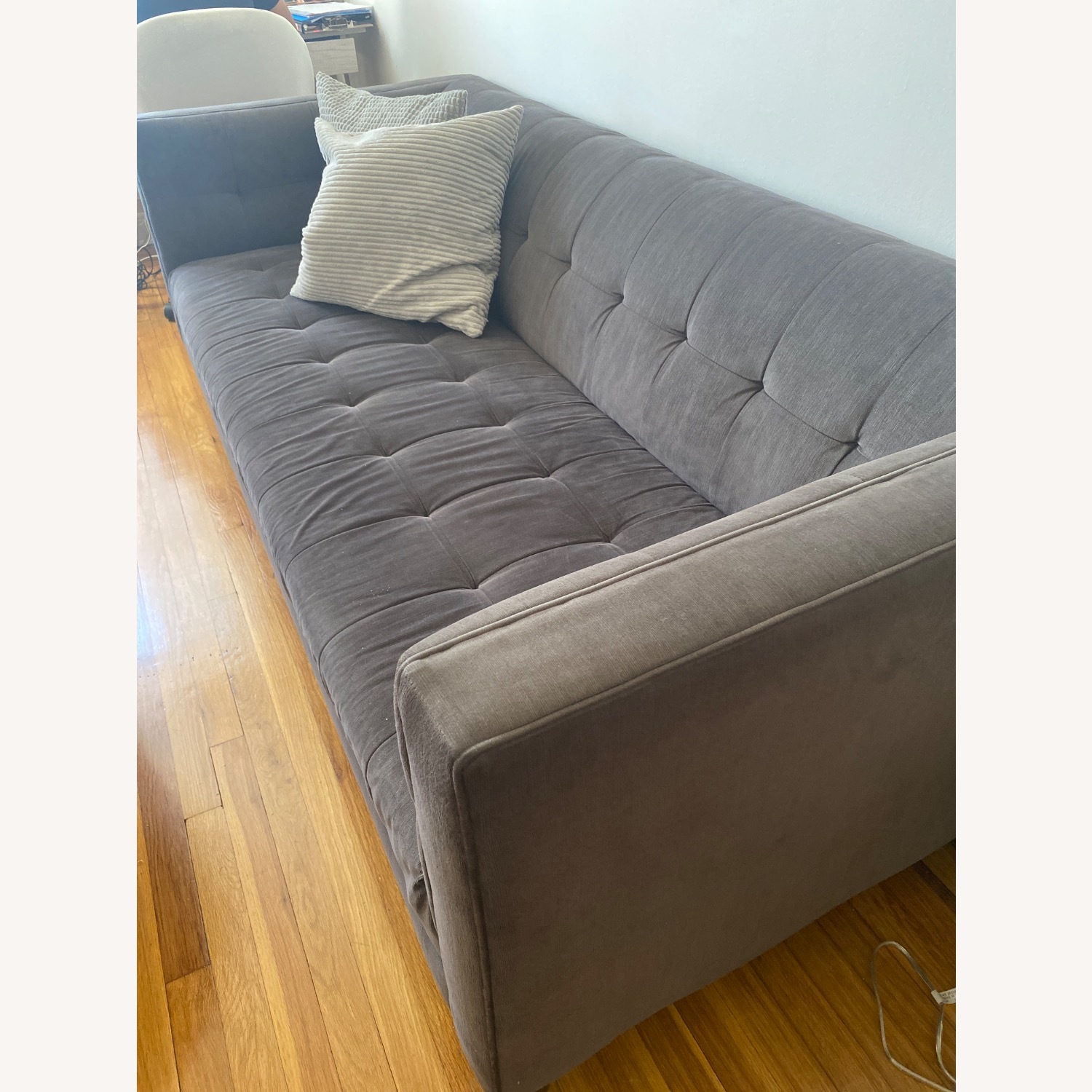 Macy's Dark Gray Velvet Loveseat - image-3