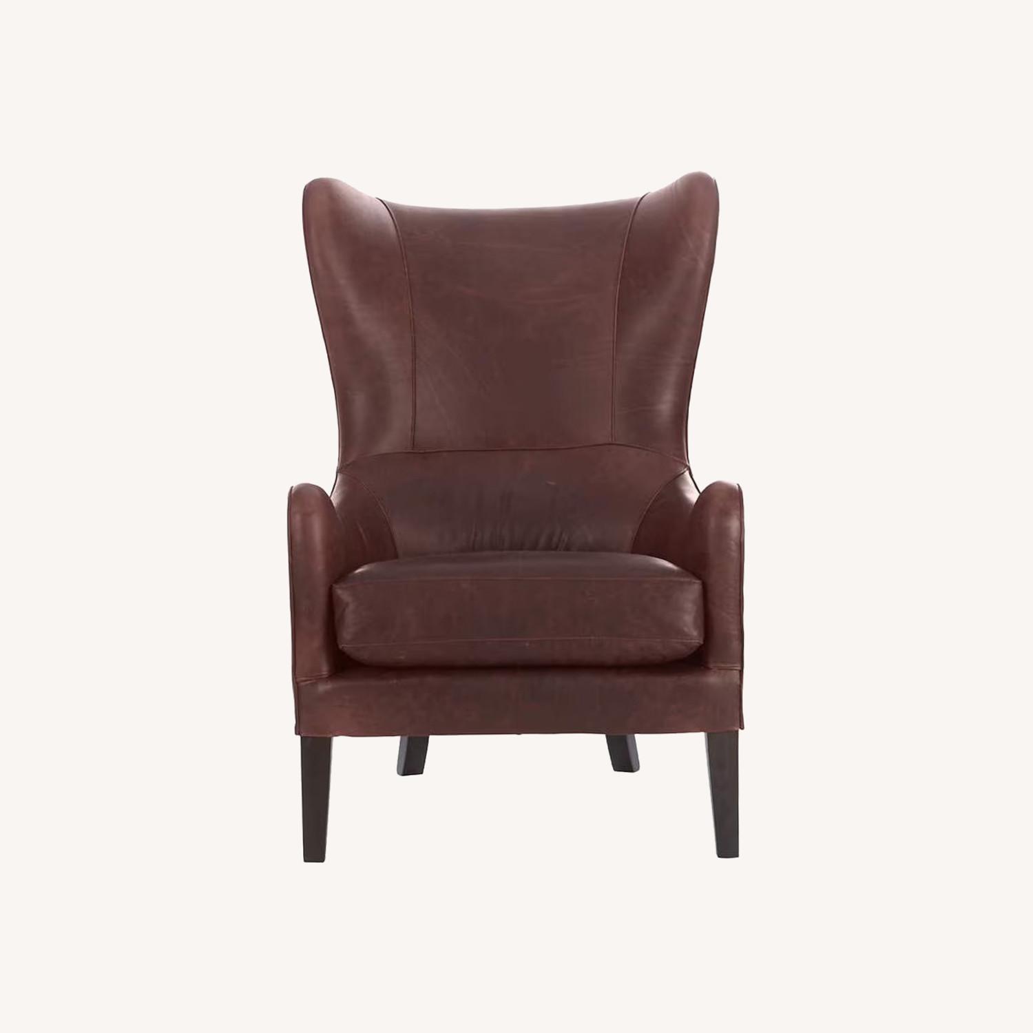 Crate & Barrel Garbo Dark Brown Leather Armchair - image-0