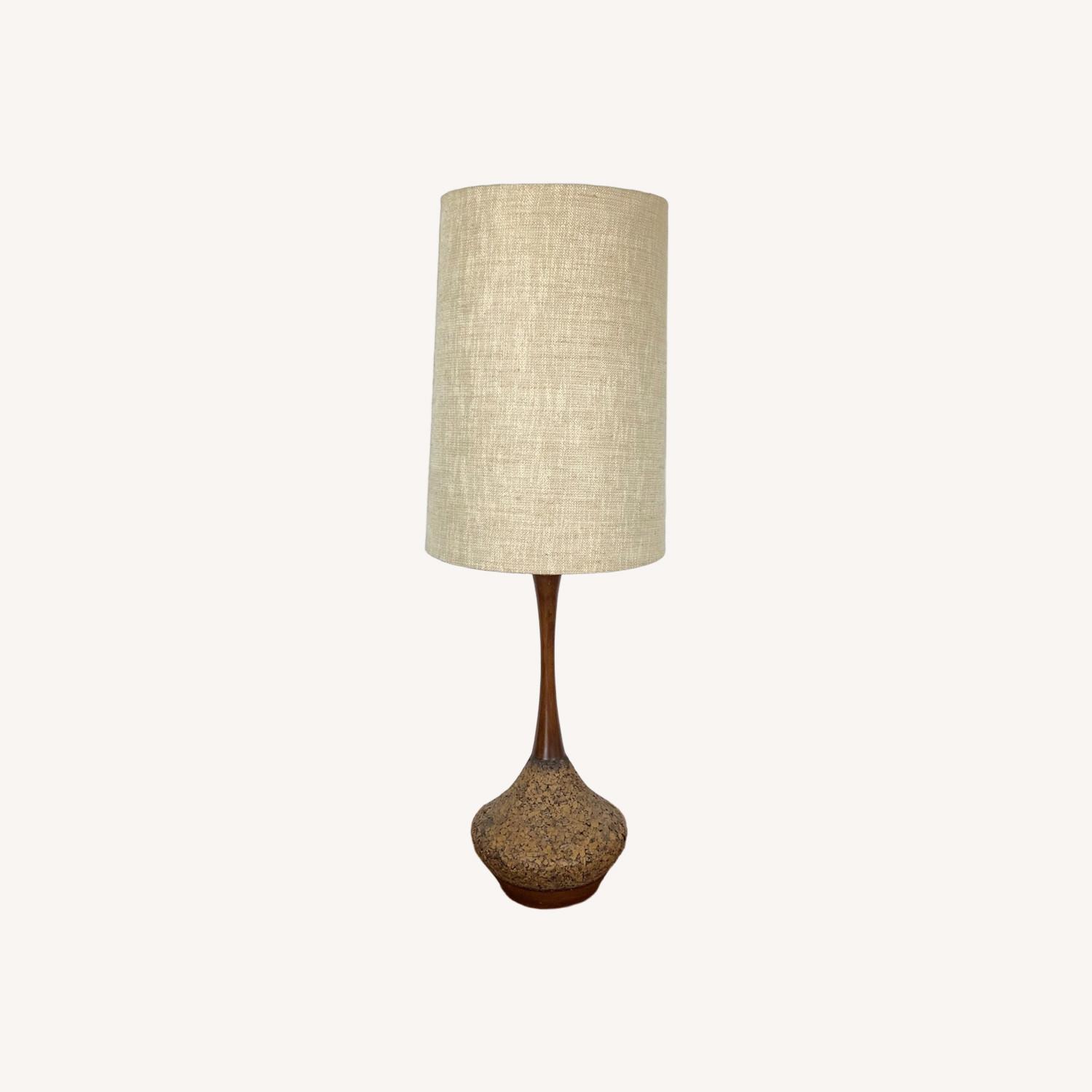 Mid-Century Tear Drop Cork Table Lamp - image-0
