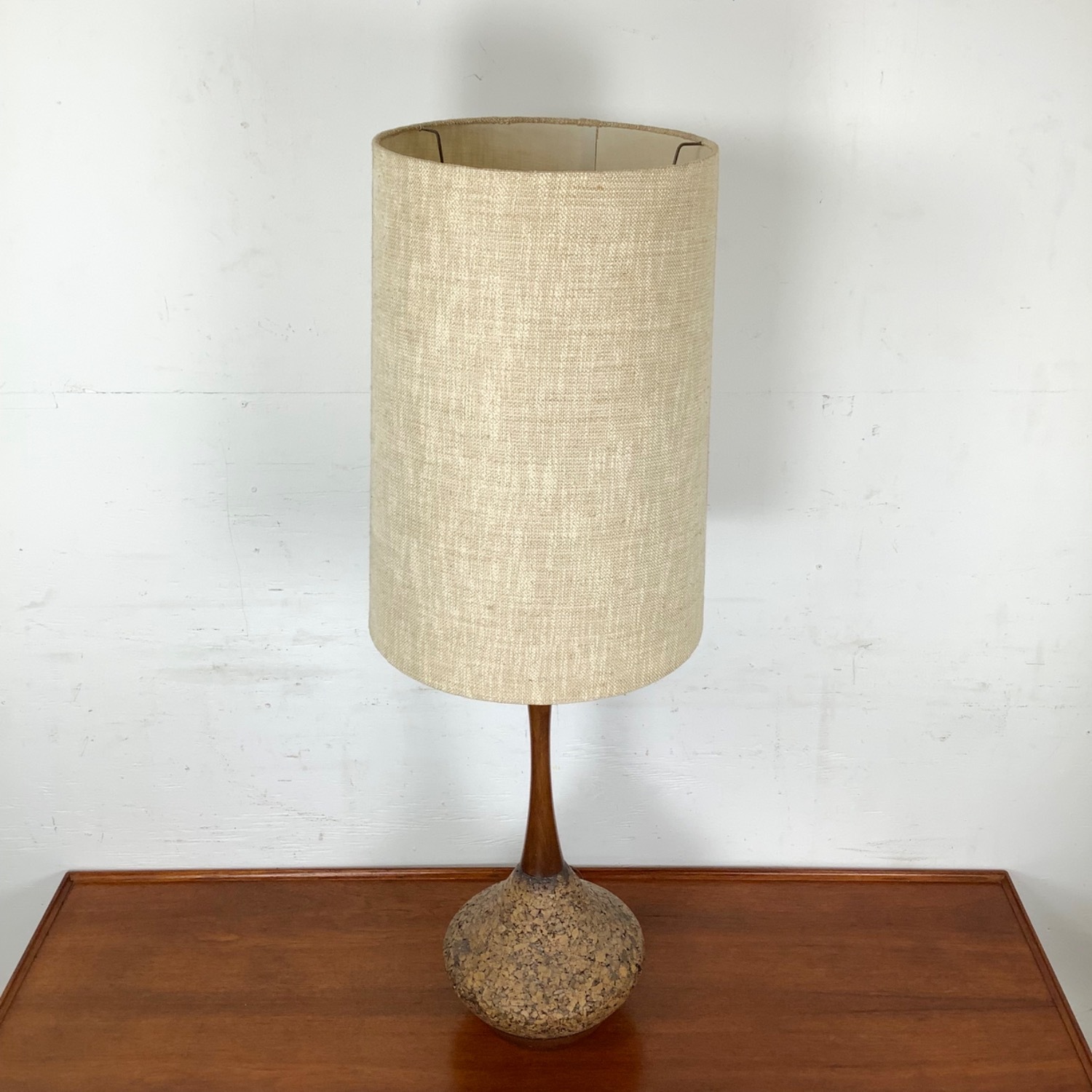 Mid-Century Tear Drop Cork Table Lamp - image-5