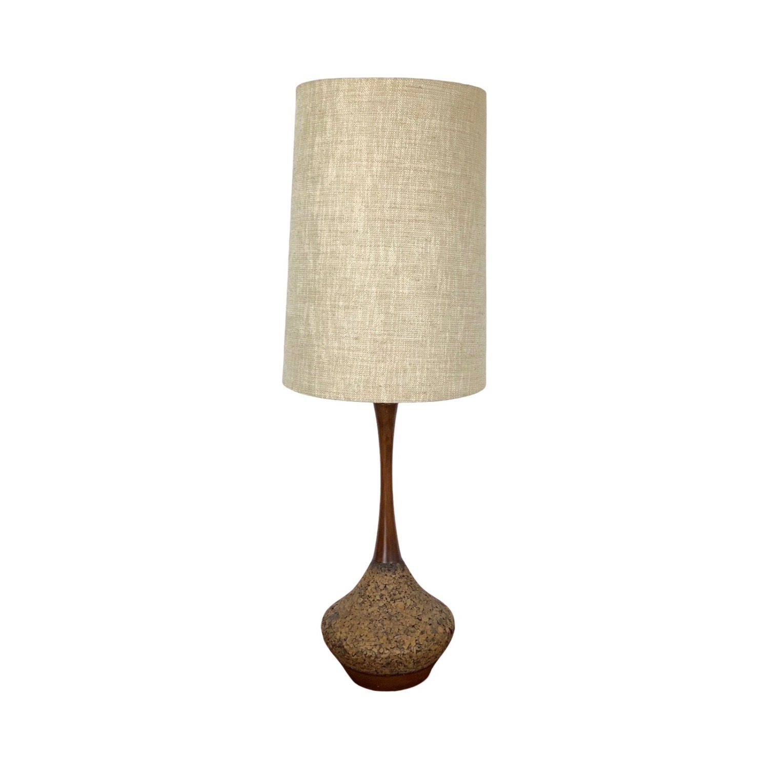 Mid-Century Tear Drop Cork Table Lamp - image-17